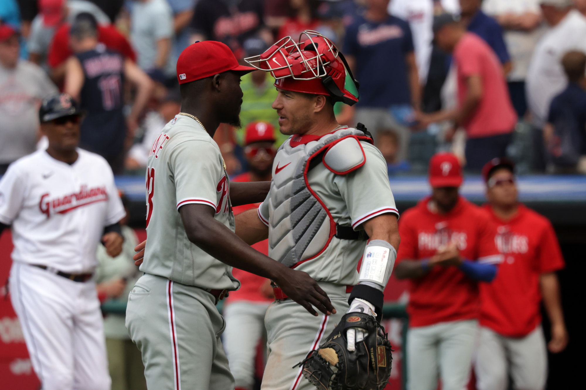 Harper's hitting and defense help the Phillies beat the Guardians 8-5 in 10  innings to stop skid