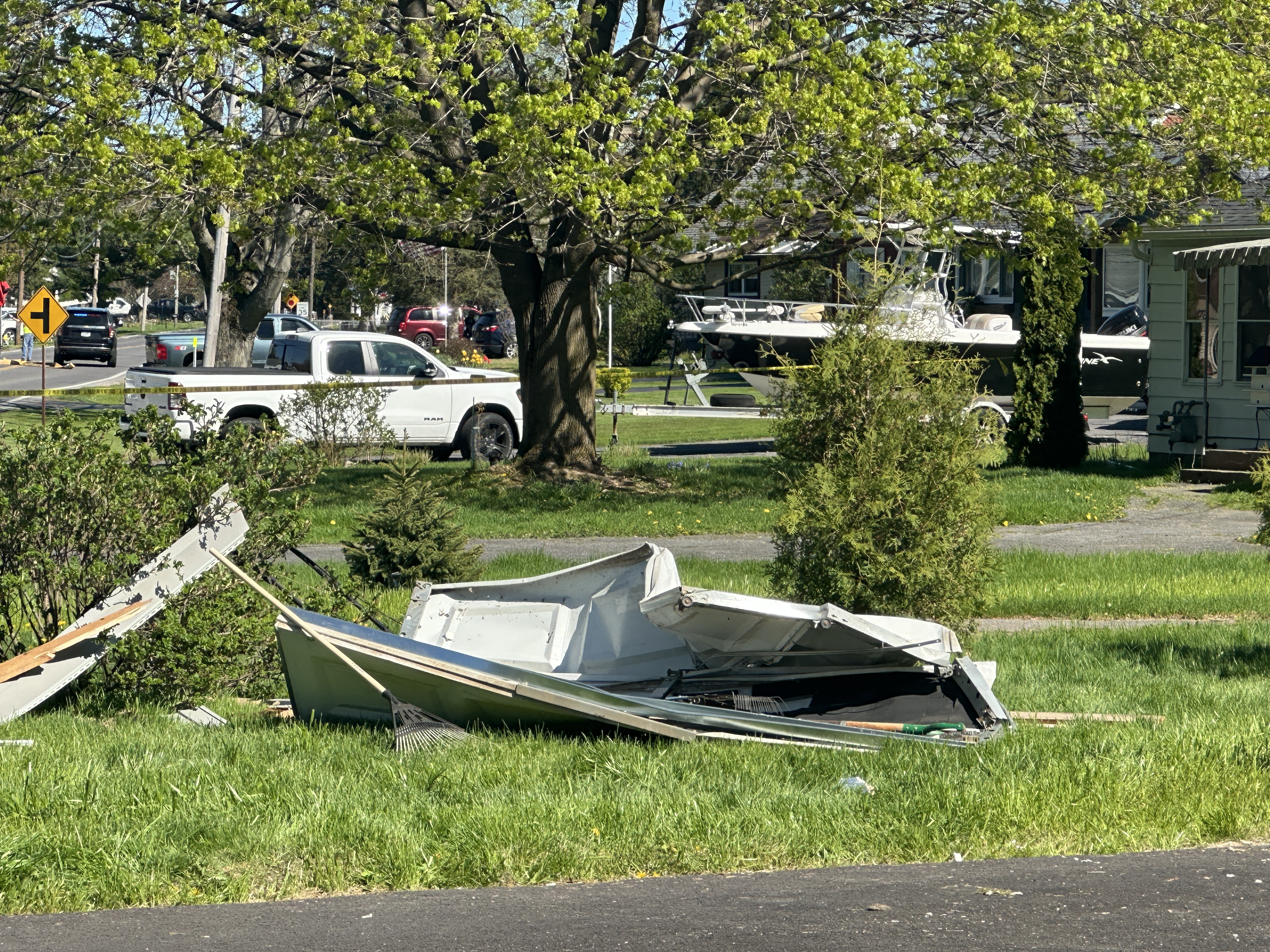 Garage roof collapses on truck after man crashes into Cicero home