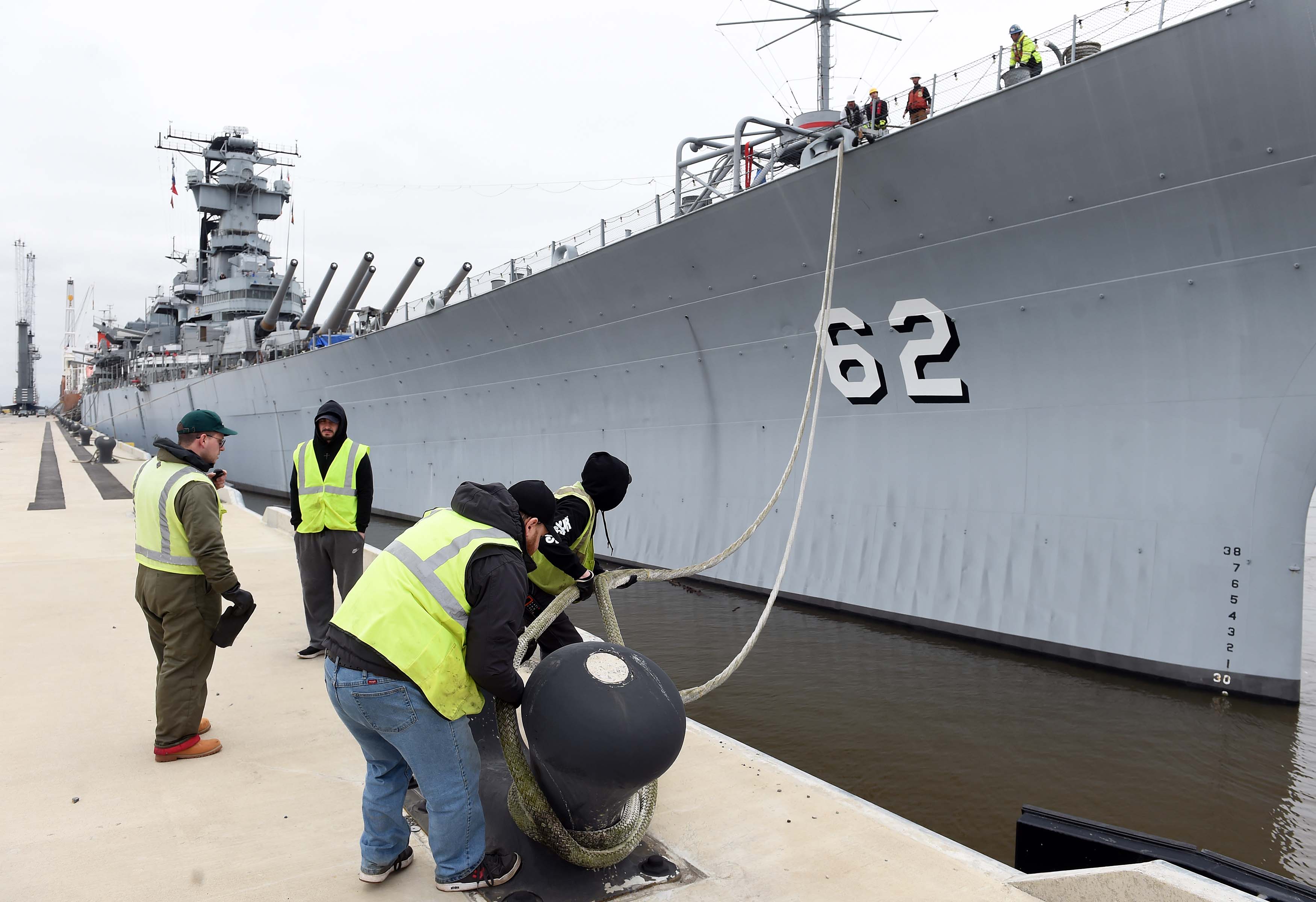 Battleship U.S.S. New Jersey is Moved from Paulsboro to Philadelphia