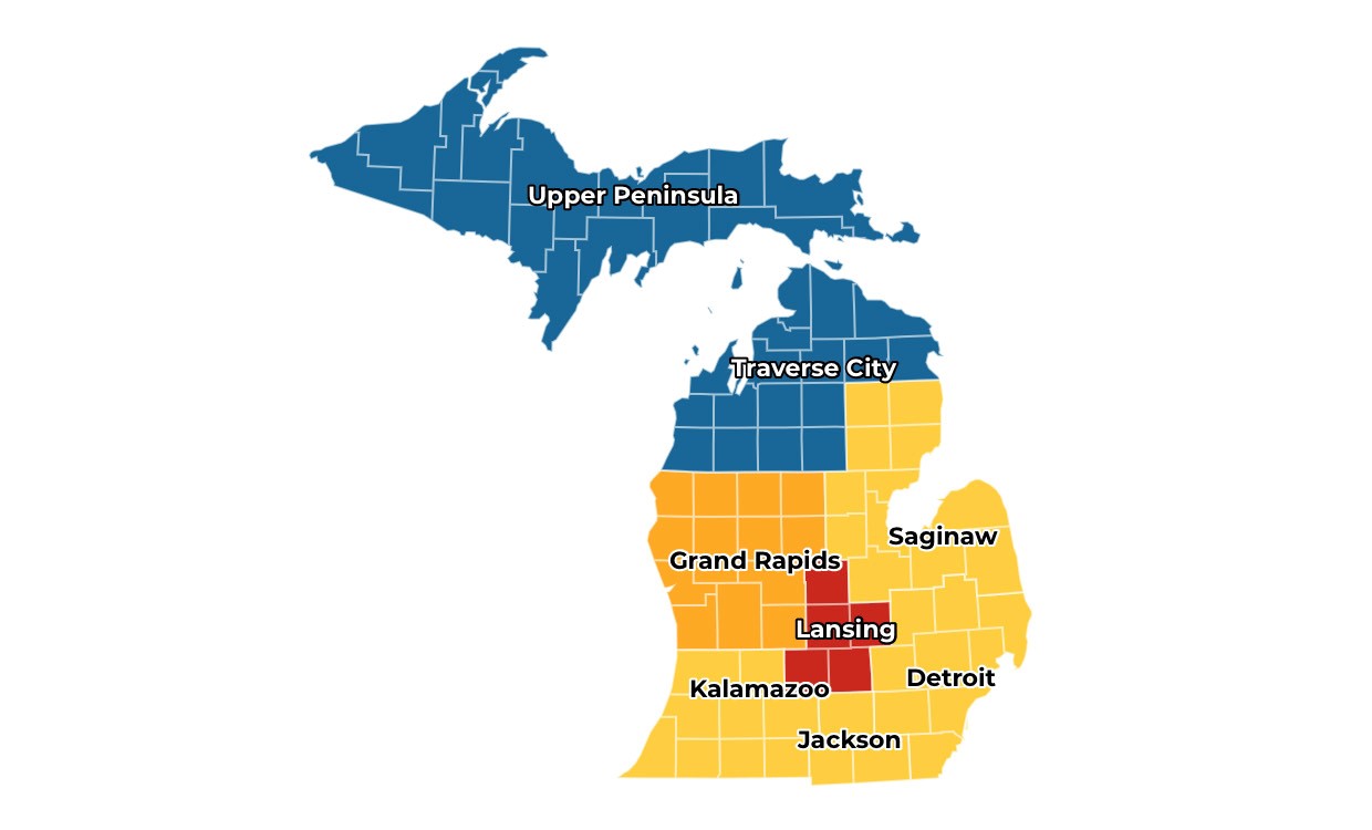 Possibly in michigan rick. Мичиган на карте. Регион Мичиган. Штат Мичиган на карте. Штат Мичиган на карте США С городами.