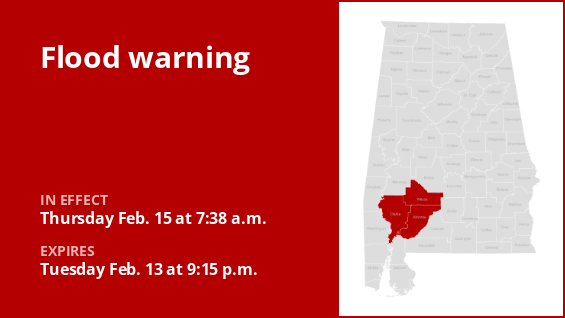 A flood warning for southwest Alabama effective Thursday