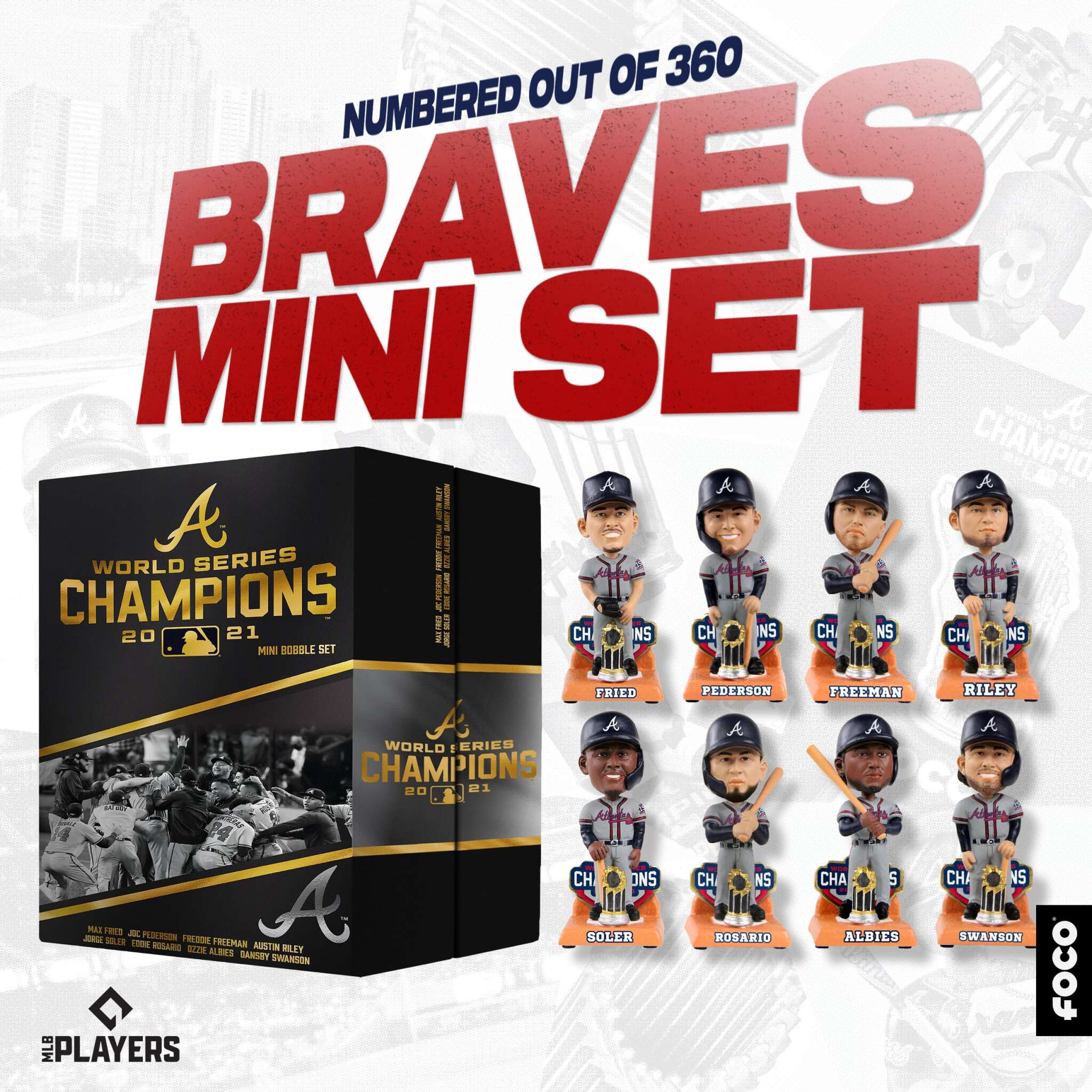 Atlanta Braves 2021 World Series Champions Commemorative Mini Bobblehe FOCO