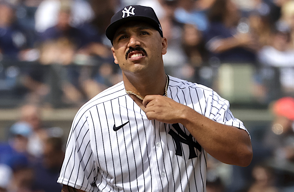 Bronx, United States. 20th Sep, 2021. New York Yankees starting pitcher  Nestor Cortes Jr. (65) throws in the first inning against the Texas Rangers  at Yankee Stadium on Monday, September 20, 2021