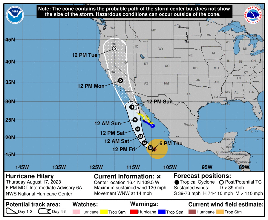 Hurricane Hilary path: Storm grows to Category 4 in Pacific