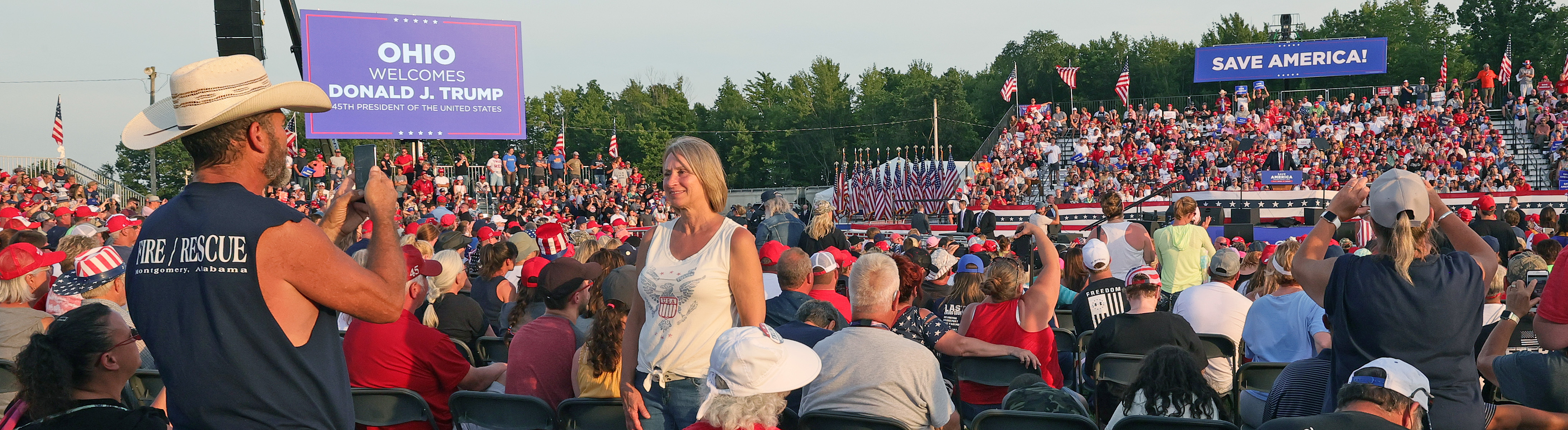 President Donald Trump holds first rally since leaving office at the
