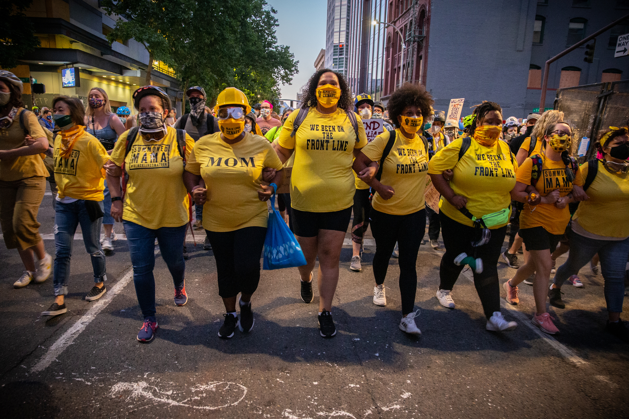 Protesters continue to gather in downtown Portland Saturday, July 26, 2020, for the 60th consecutive night of protests. Mark Graves/Staff
