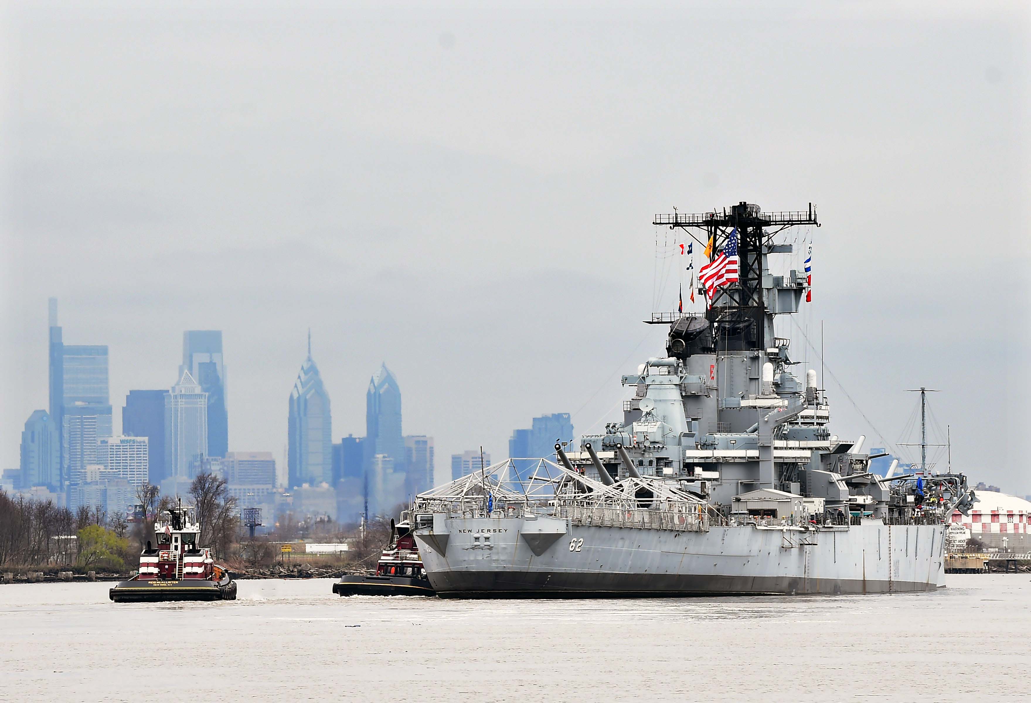 Battleship U.S.S. New Jersey is Moved from Paulsboro to Philadelphia ...