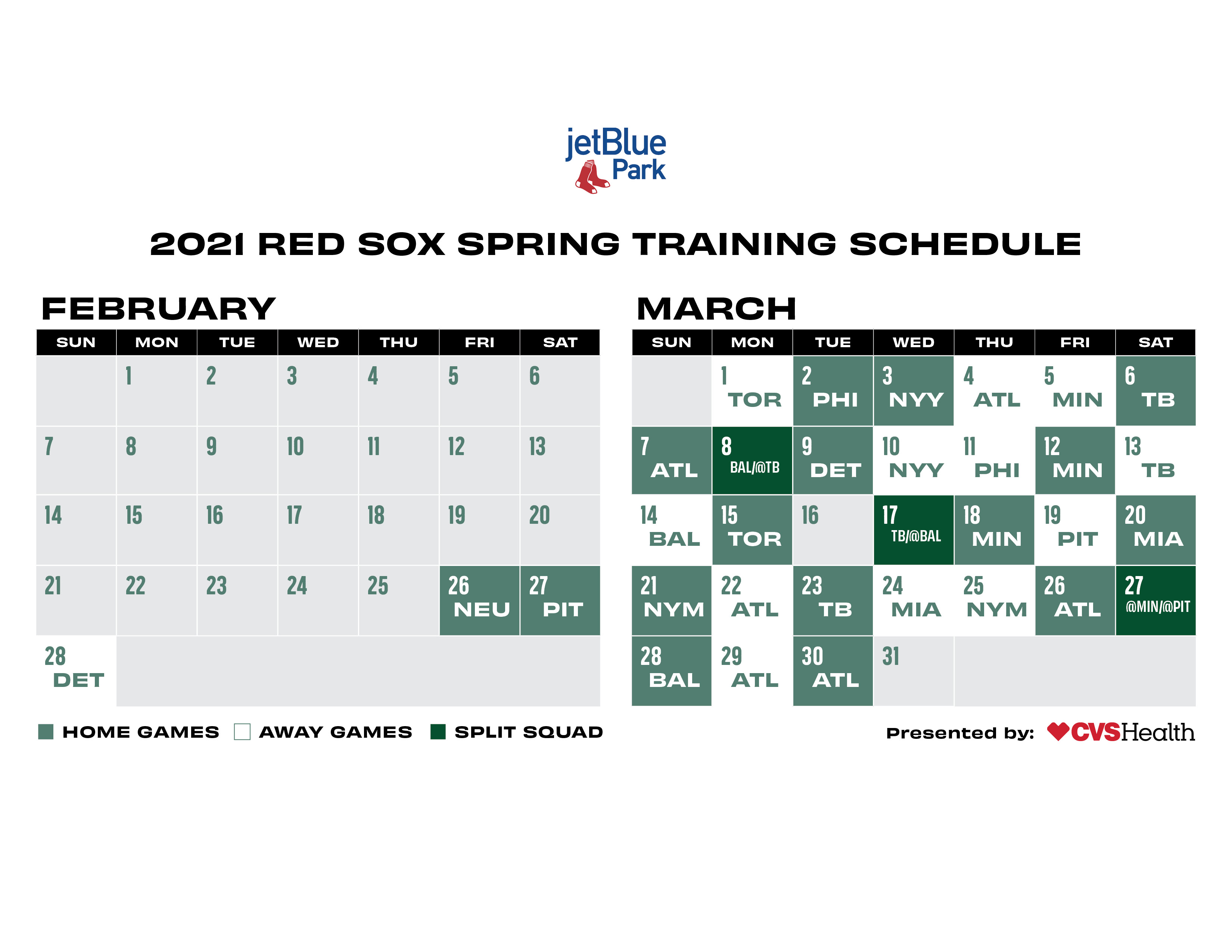 Spring training schedules