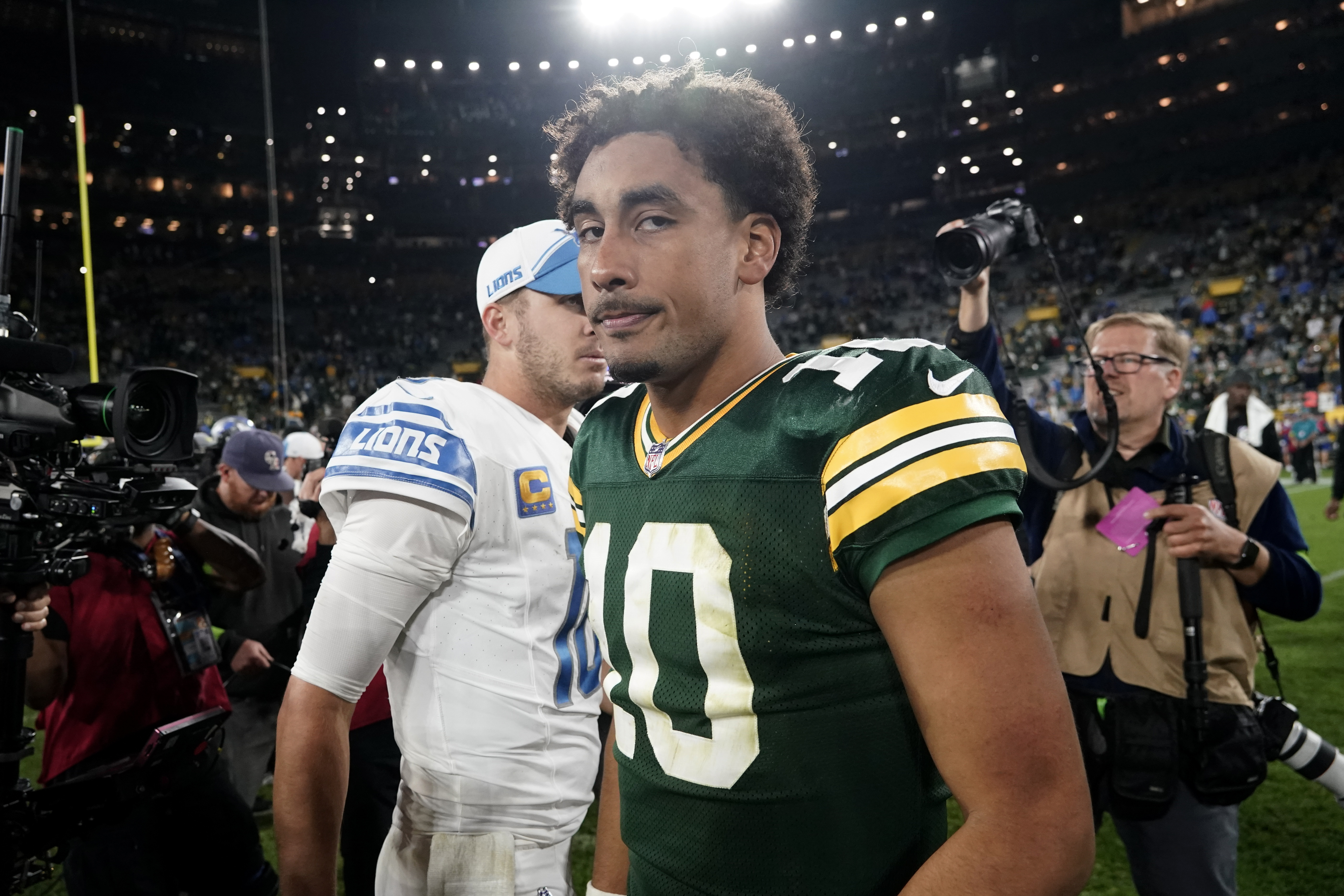 Green Bay Packers safety Rudy Ford (20) celebrates intercepting a