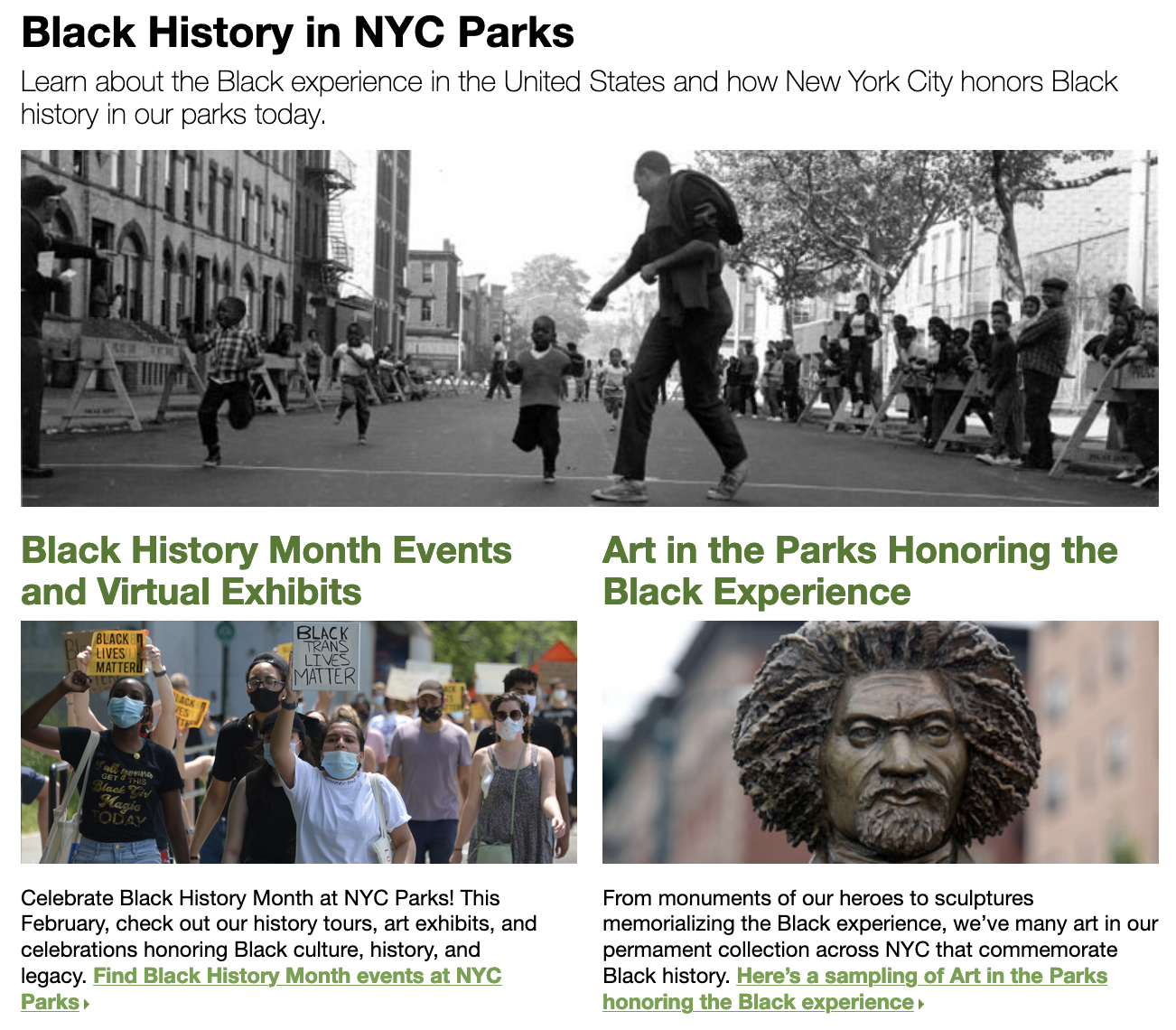 Art in the Parks Honoring the Black Experience : NYC Parks