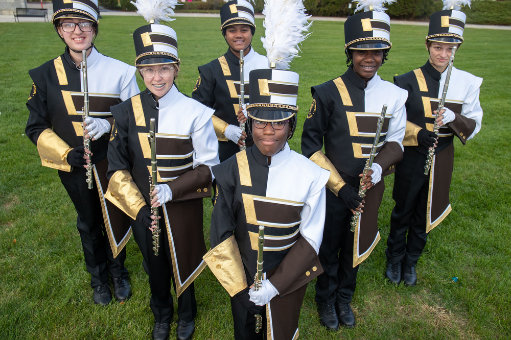 The Milton S. Hershey School high school marching band flutes in Hershey, Pa., Oct. 19, 2022.Mark Pynes | pennlive.com
