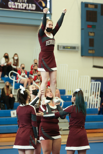 Central Square High School cheerleaders perform during the Cheerleading Section III Championship at Sandy Creek Central School District Saturday, November 6, 2021. Marilu Lopez Fretts | Contributing Photographer Marilu Lopez Fretts