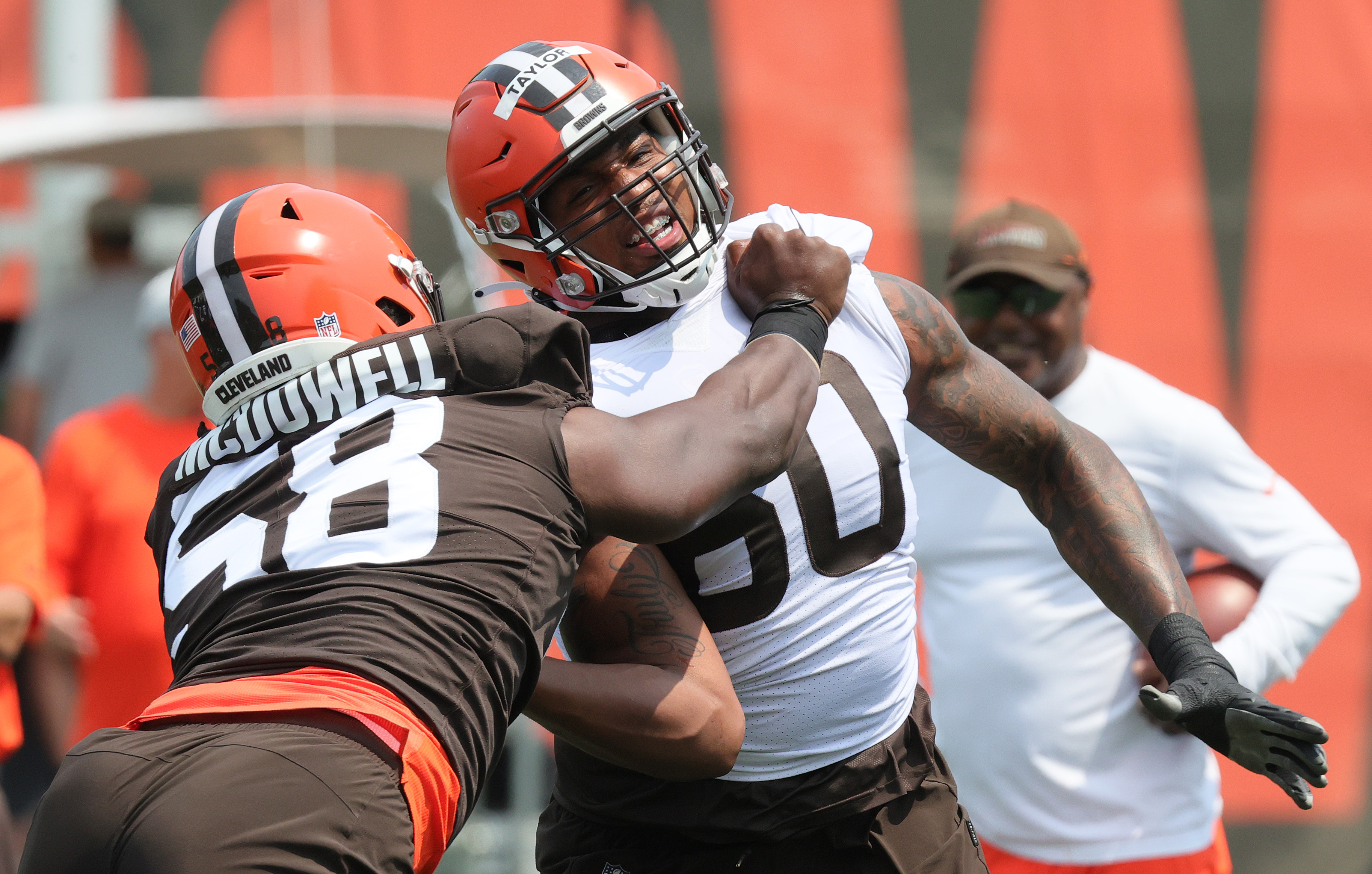 Denzel Ward Cleveland Browns Game-Used #21 White Jersey vs. Kansas City  Chiefs on September 12