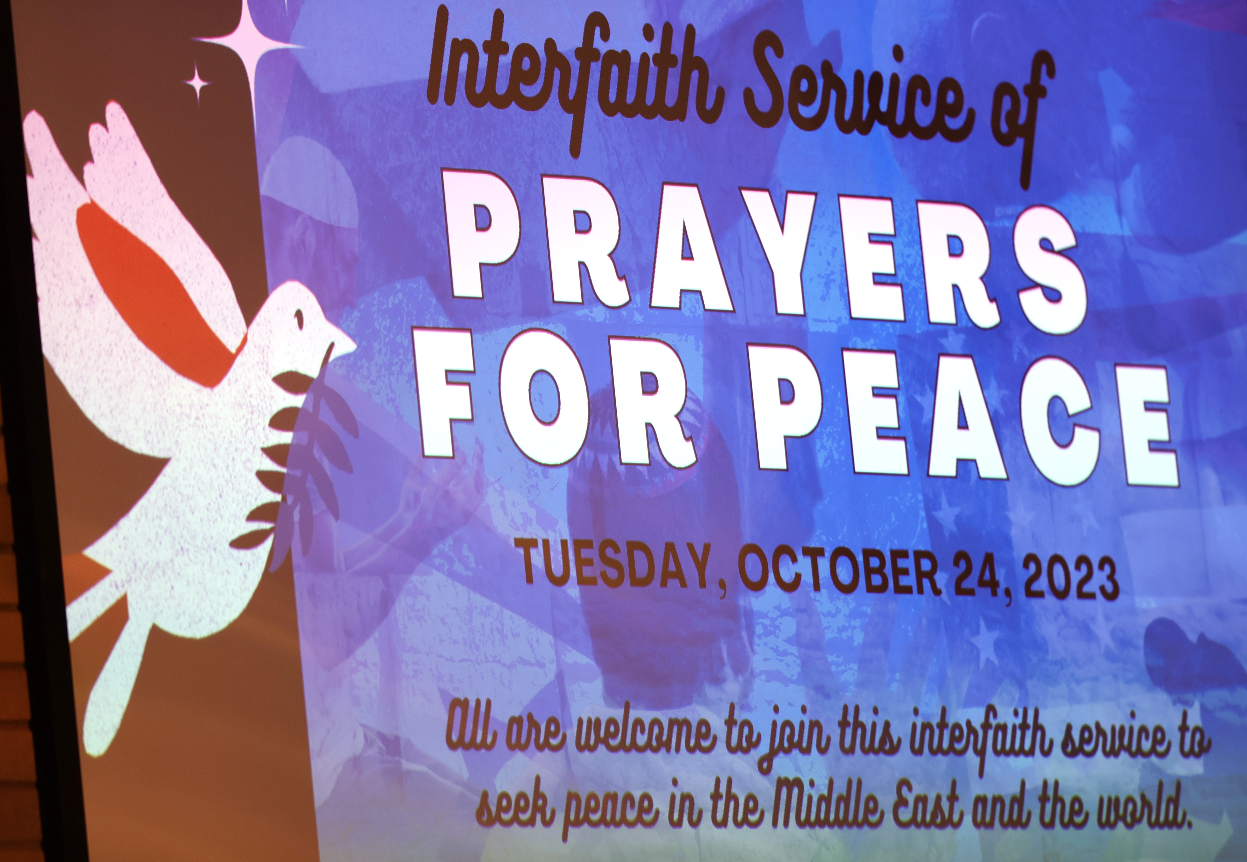 Prayers for Peace in the Middle East during interfaith service, October ...