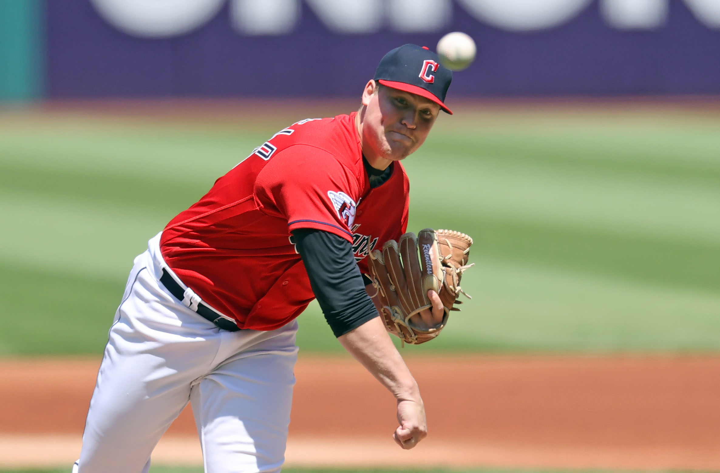 Cleveland Guardians third baseman Tyler Freeman throws out Detroit