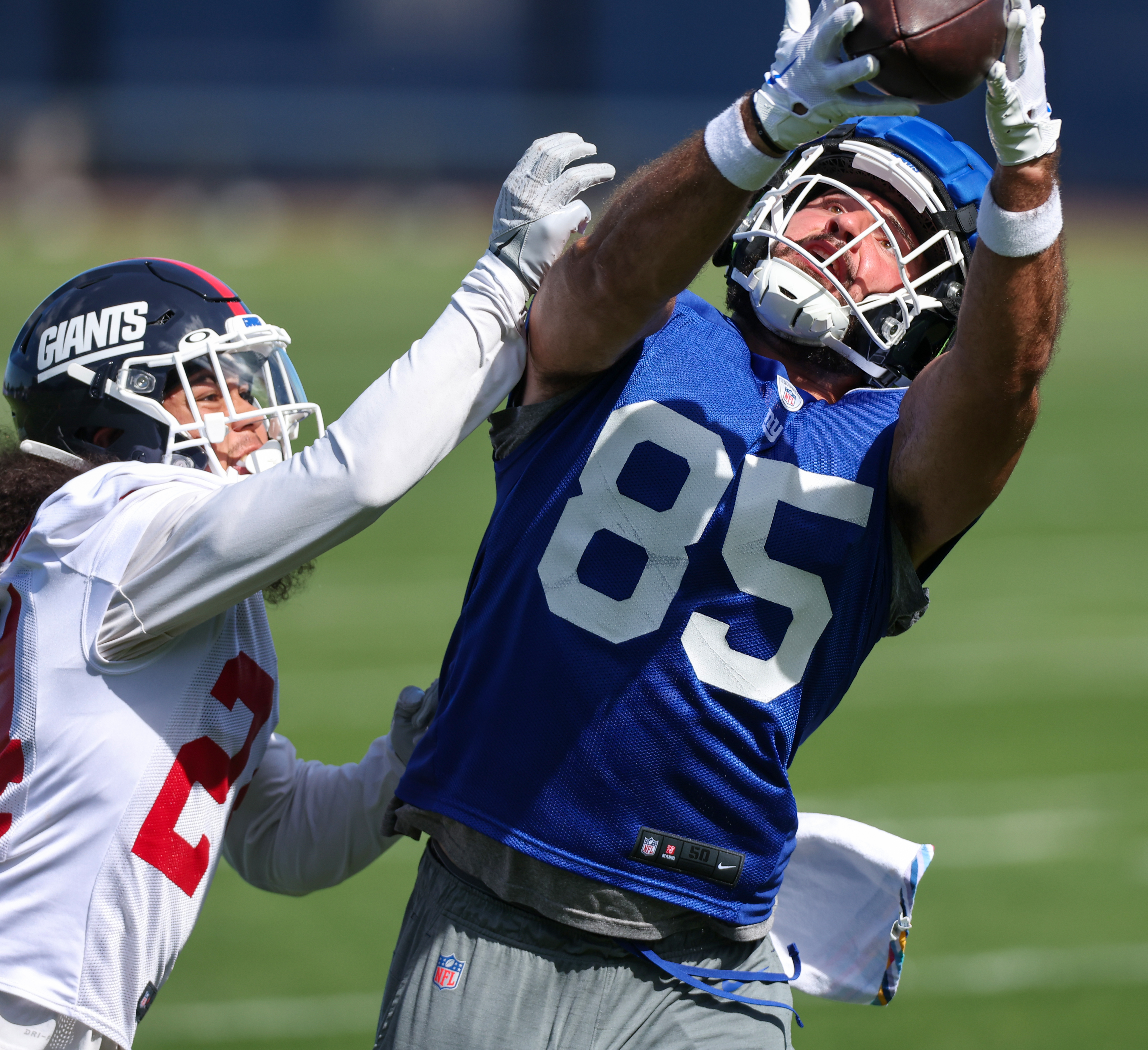 New York Giants fullback Chris Myarick (85) walks off the field