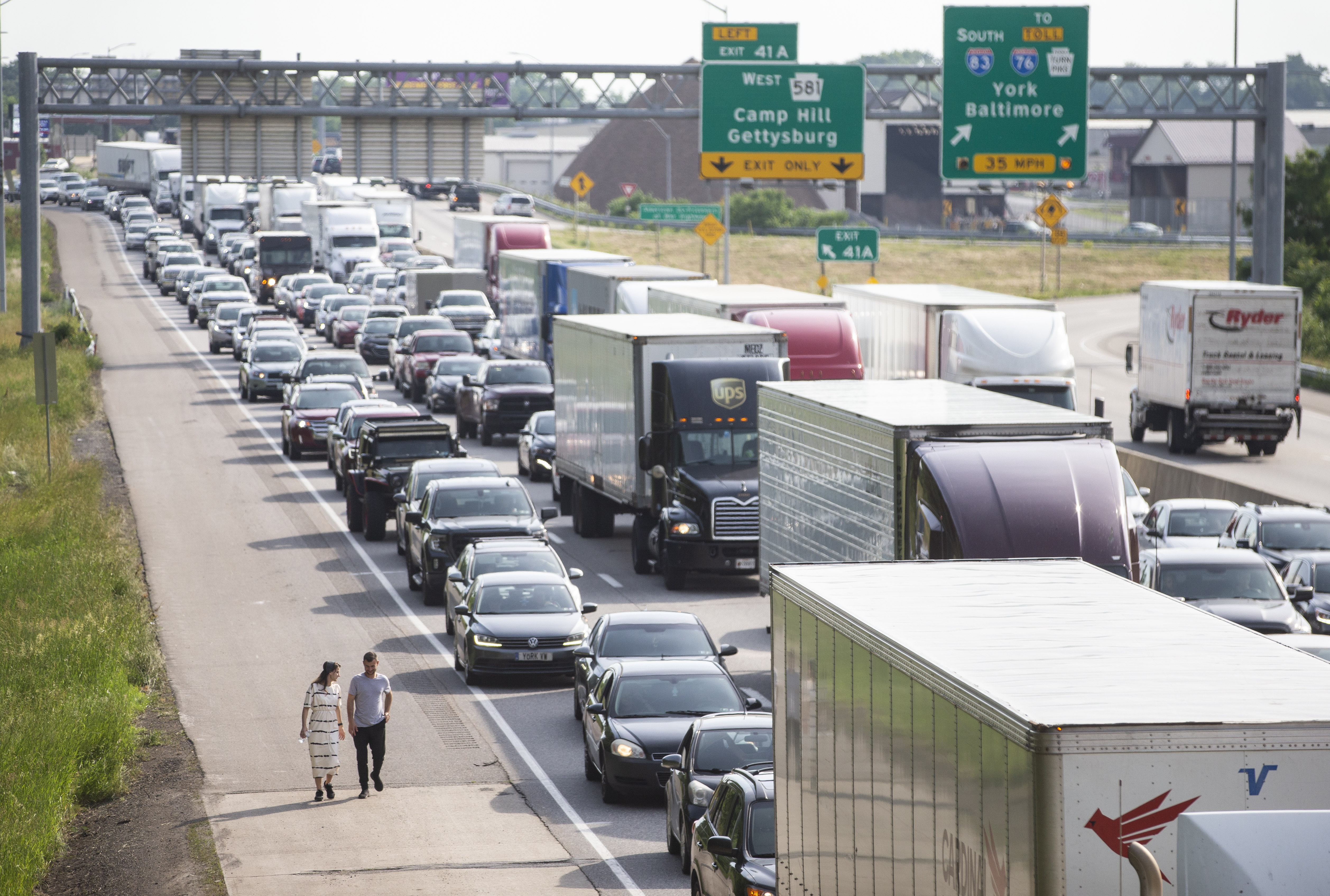 An accident on I-83 North in Harrisburg causes traffic delays