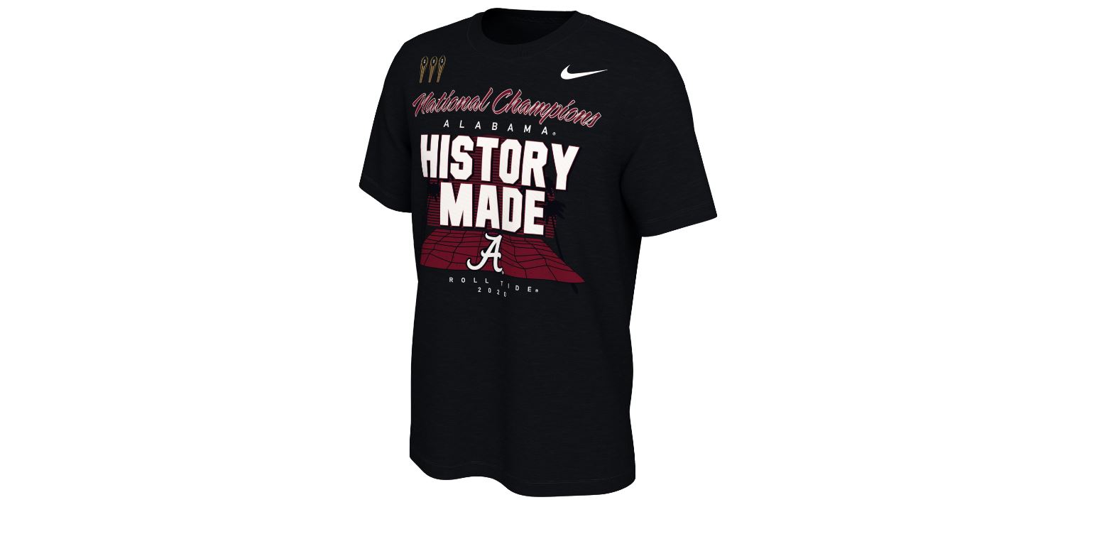 The Blue Brand Blue84 NCAA Teen-Boys Alabama Crimson Tide National Champs T Shirt 2020-2021 Laces Youth Black 