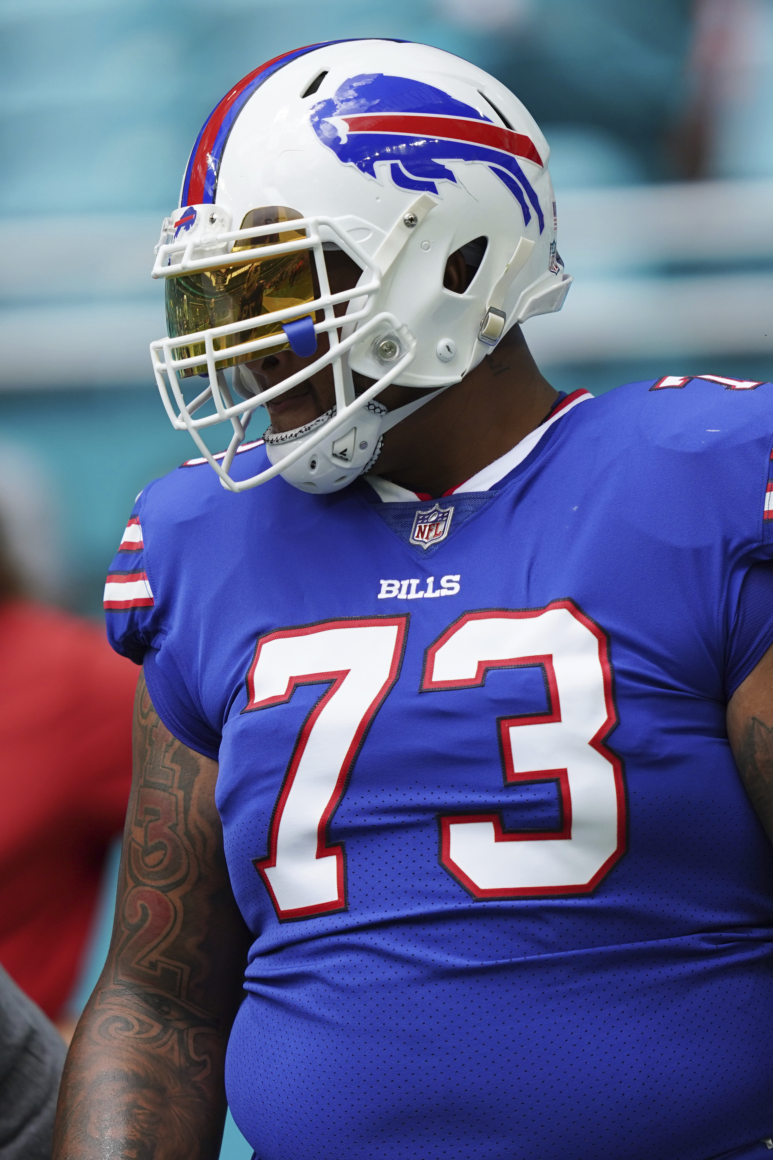 Miami Dolphins wide receiver Jaylen Waddle (17) warms up on the field  before an NFL football game against the Buffalo Bills, Sunday, Sept. 19,  2021, in Miami Gardens, Fla. (AP Photo/Doug Murray