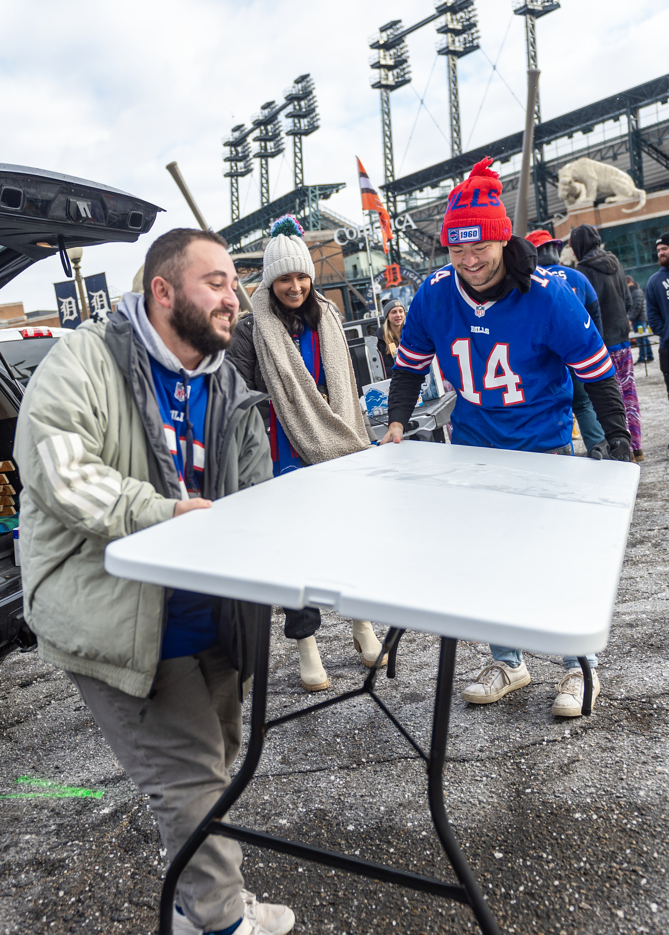 Buffalo Bills fans tailgate before taking on Cleveland at Ford Field