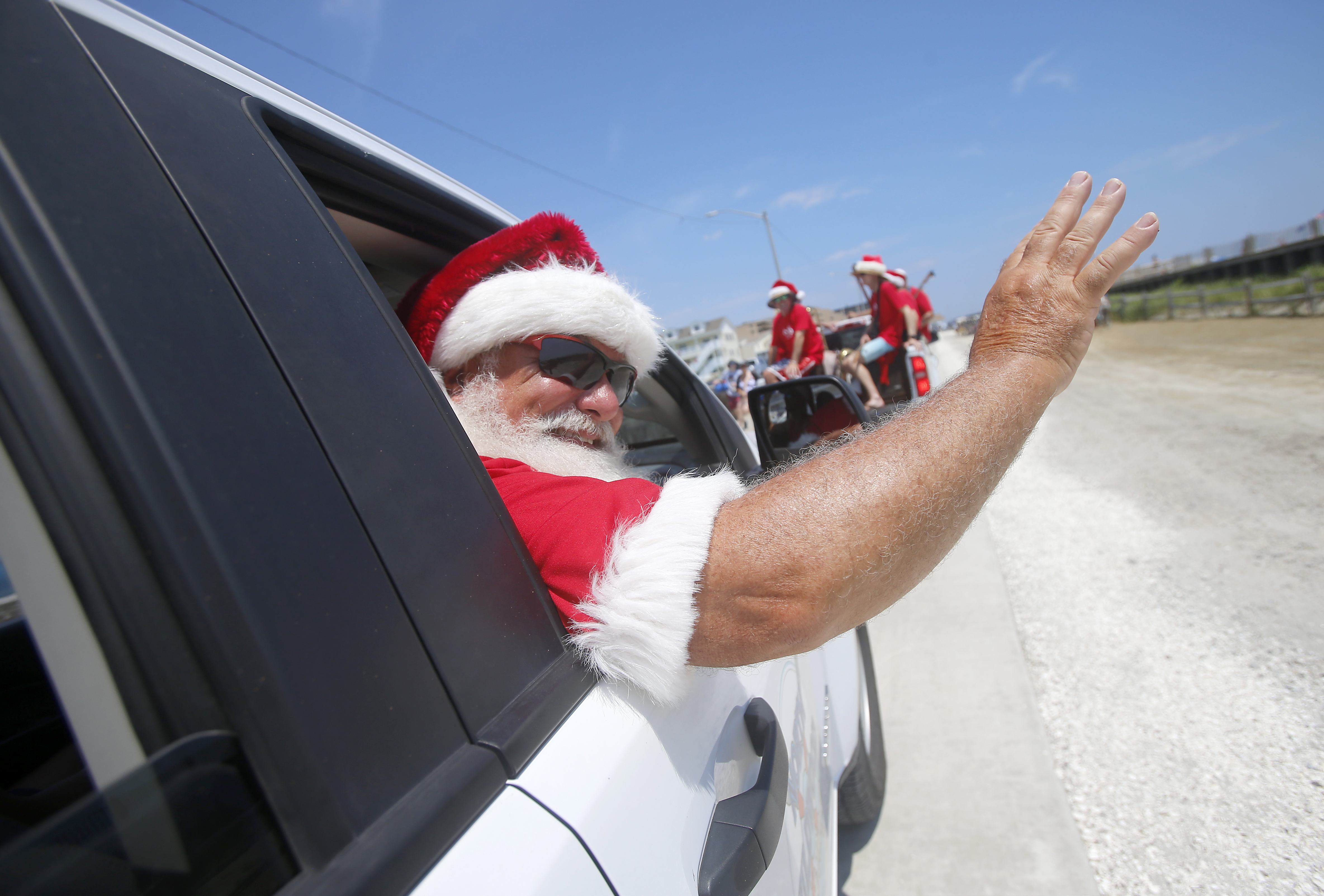 Santa's on vacation at the Jersey Shore. He brought Christmas in July with  him this weekend. 