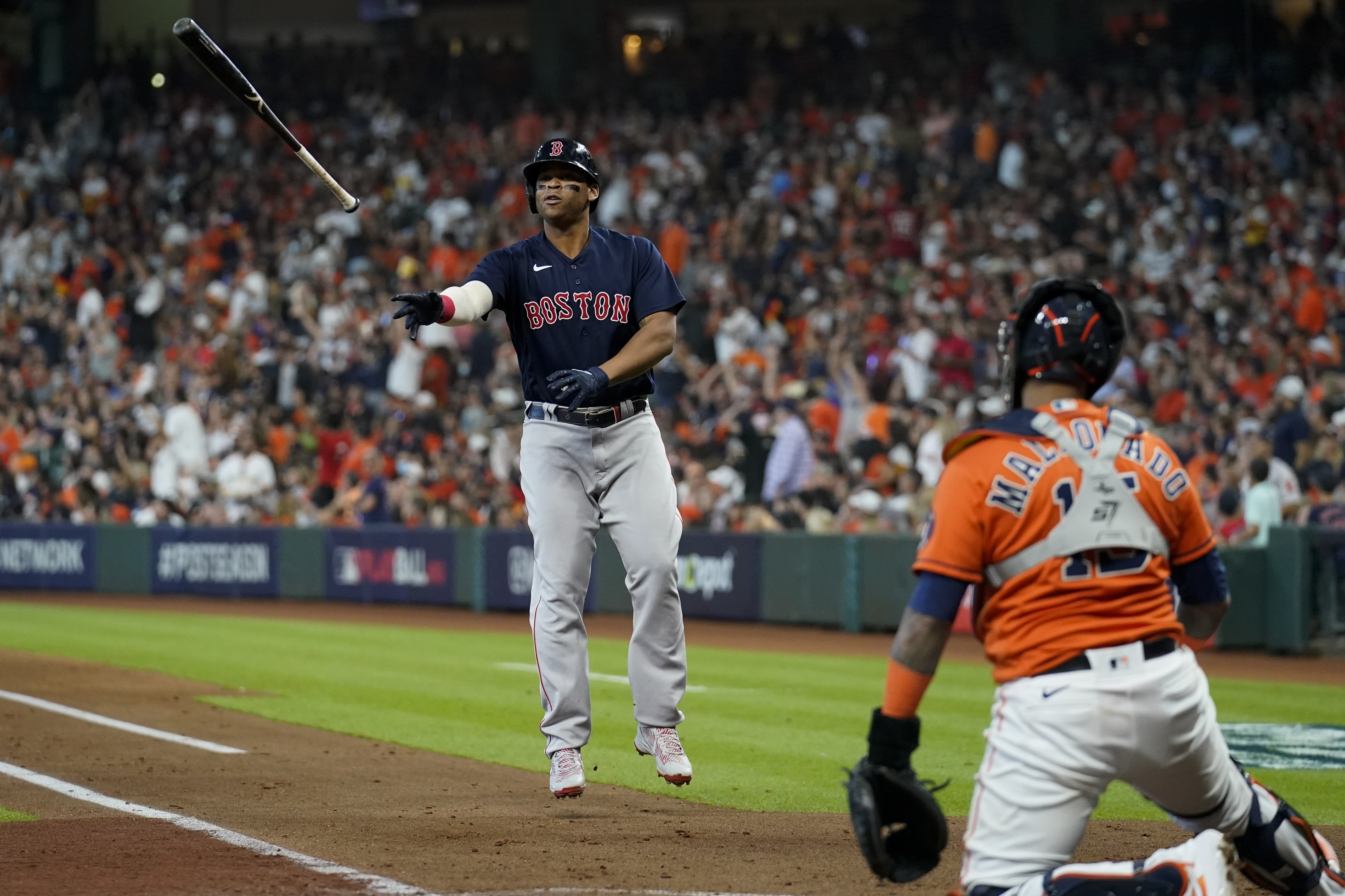 J.D. Martinez, Rafael Devers make Boston Red Sox first team ever with 2  grand slams in postseason game in ALCS Game 2 vs. Astros 