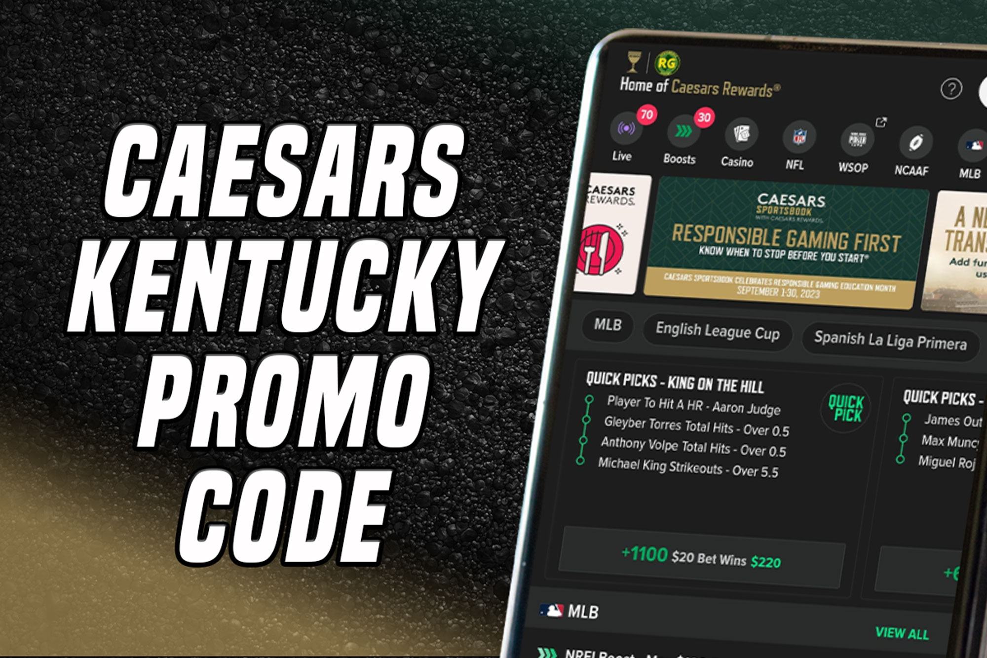 Caesars Kentucky Promo Code is Bet $50, Get $250 for NFL