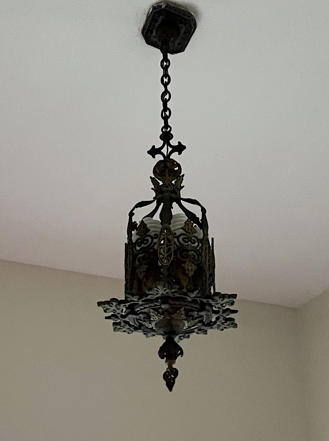 Antique Brass Gothic Revival Chandelier