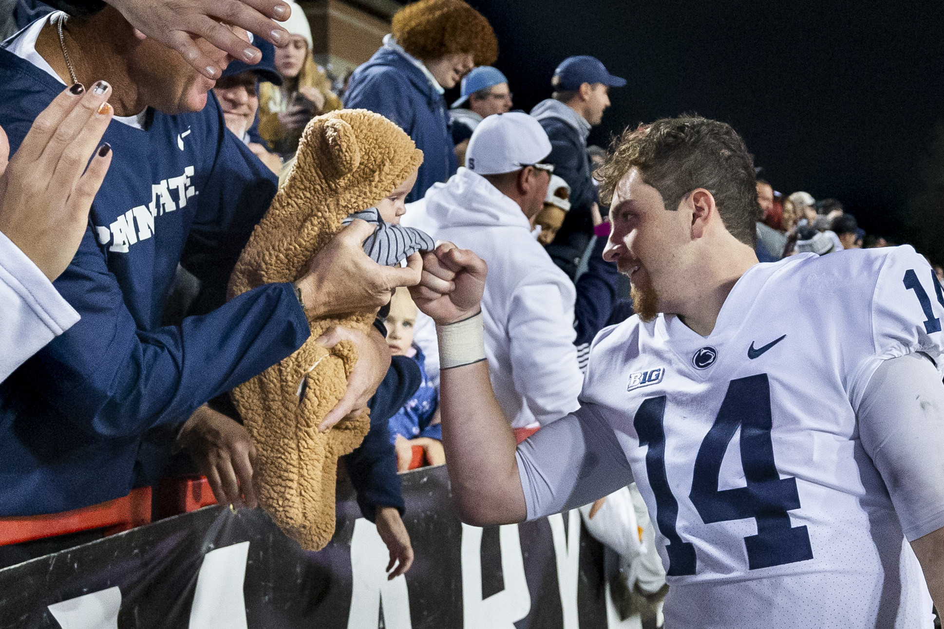 Penn State quarterback Sean Clifford celebrates with fans after the 31-14 win over Maryland on Nov. 6, 2021. Joe Hermitt | jhermitt@pennlive.com