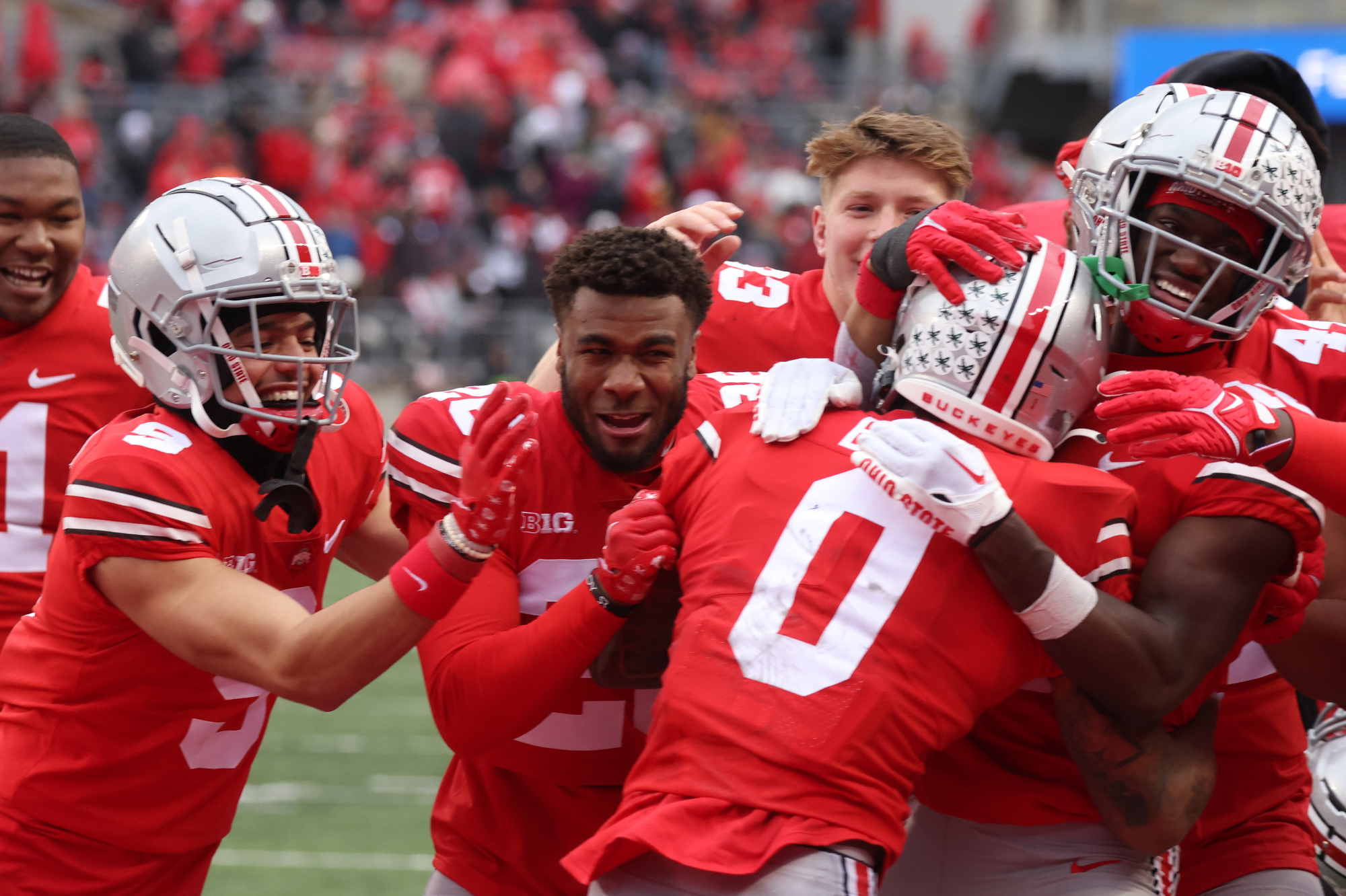 Buckeyes celebrate Kamryn Babb's first touchdown 