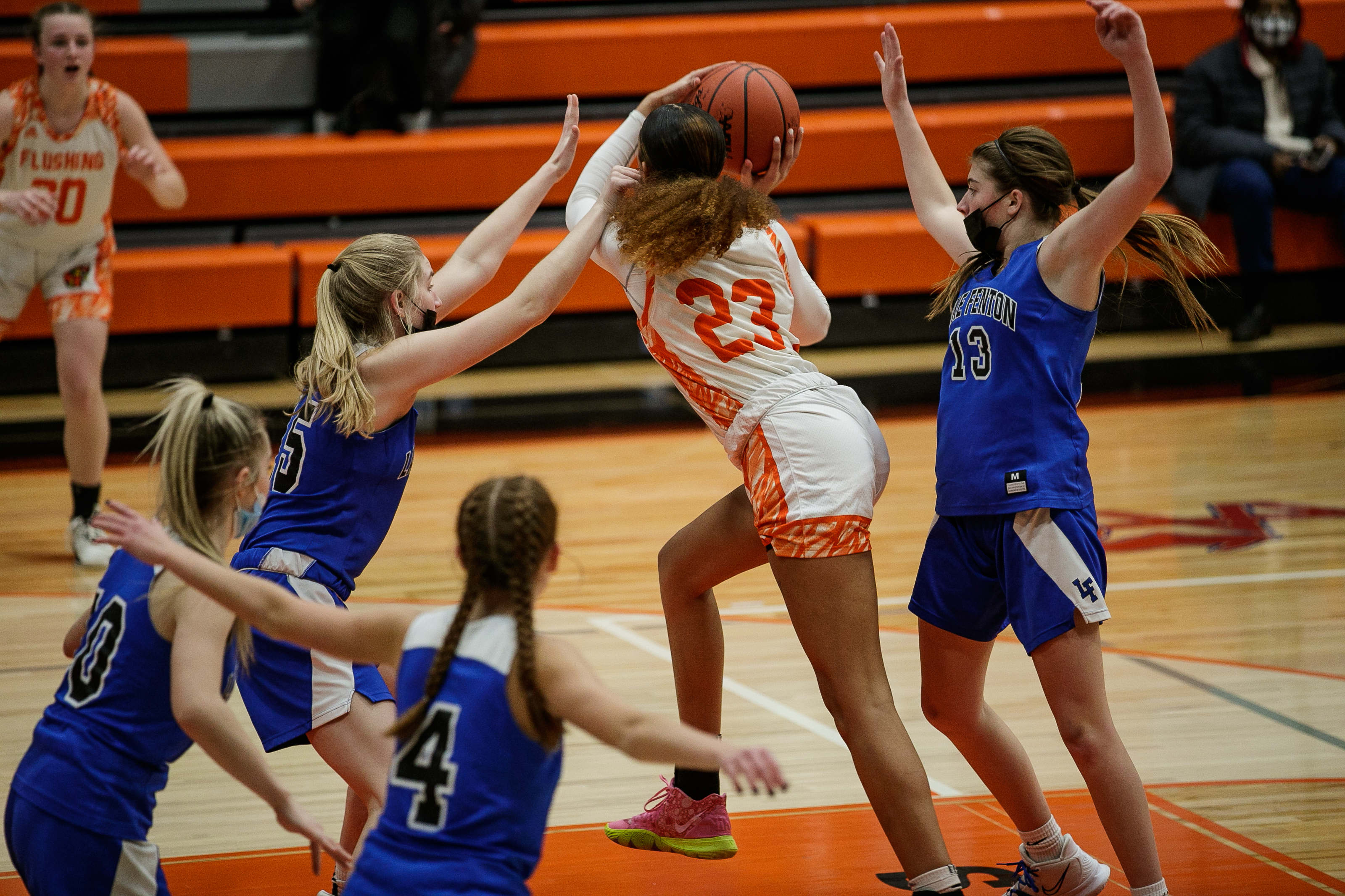 Flushing girls varsity basketball defeats Lake Fenton