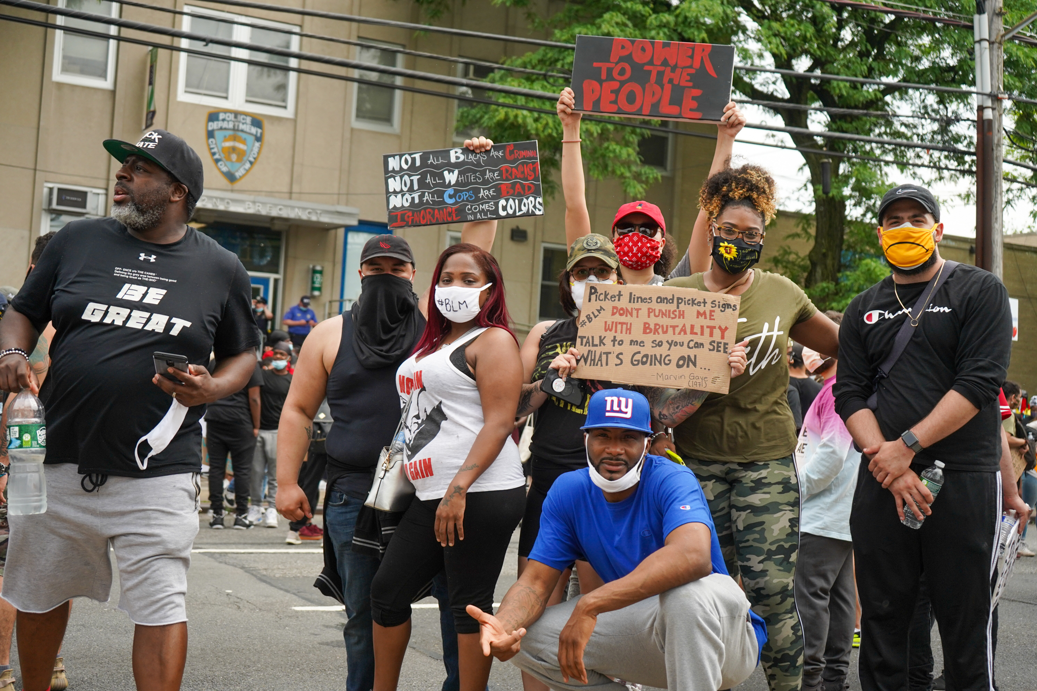 Protesters gather at the 122nd Precinct station house in New Dorp on Friday, June 5, 2020. (Staten Island Advance/Alexandra Salmieri)