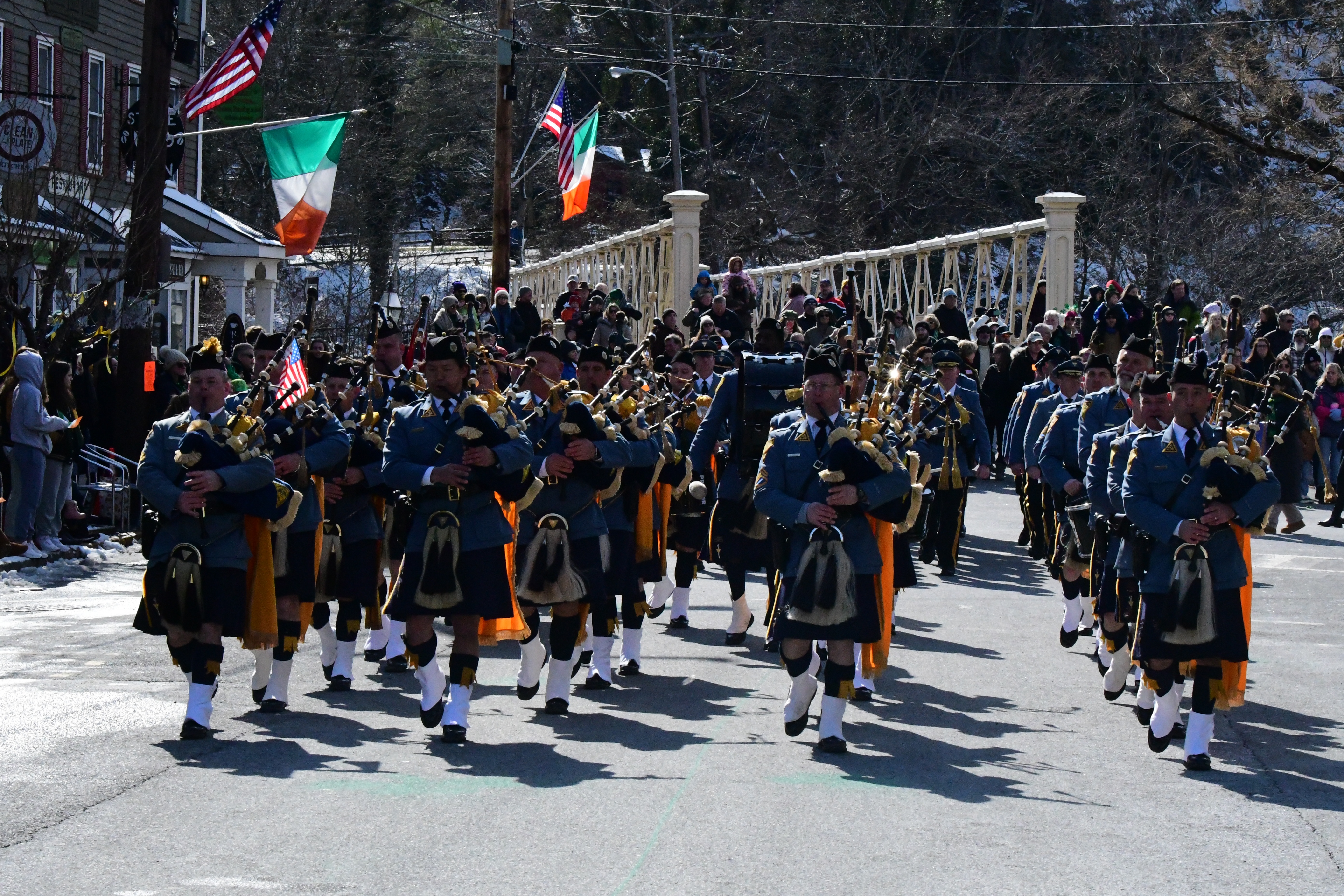 The 2022 St Patrick's Day Parade hosted by the Friendly Sons of St Patrick Hunterdon County took place in Clinton on March 13 , 2022

New Jersey State Police Pipes and Drum Band
