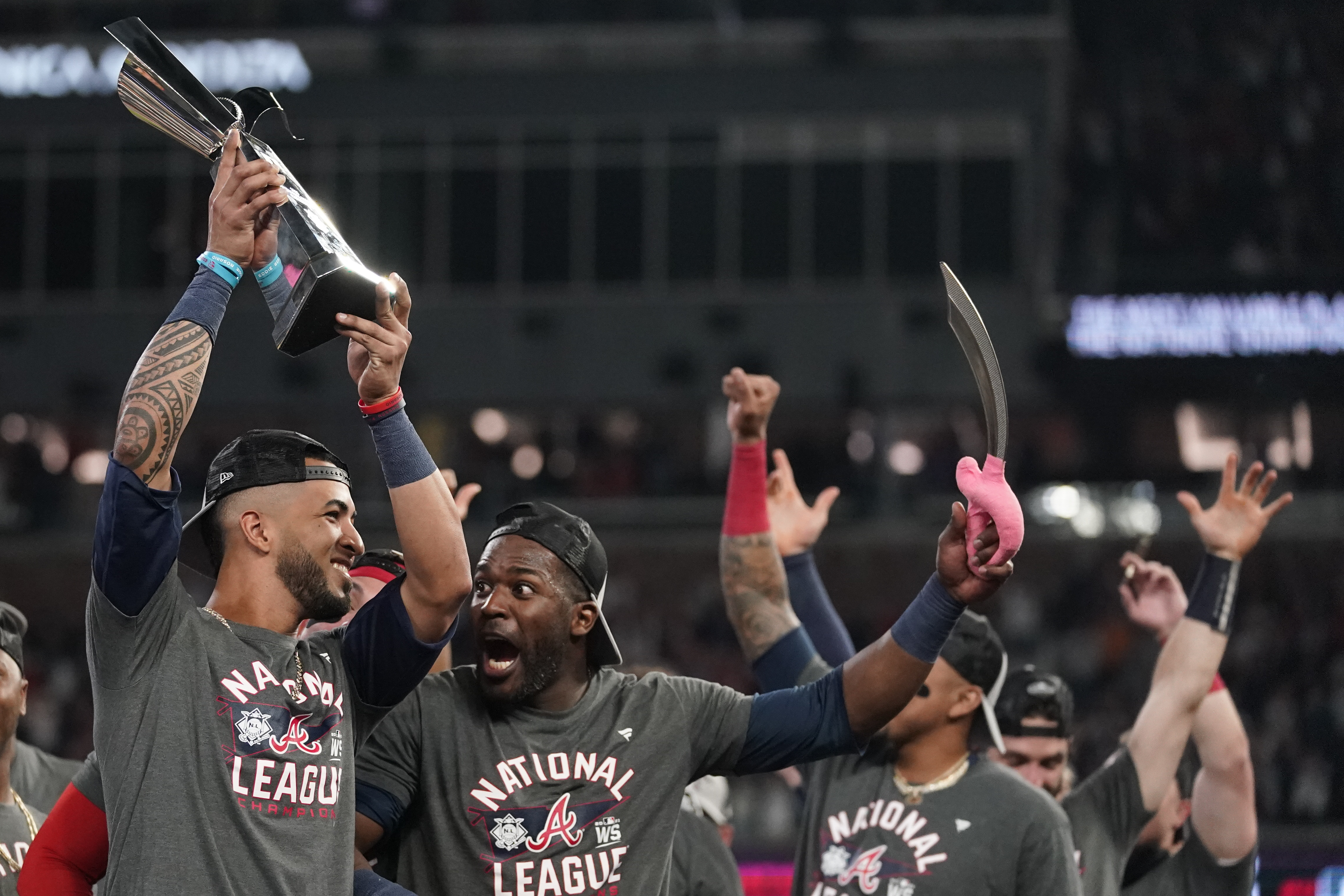 Houston Astros World Series trophy photo op at Minute Maid Park as