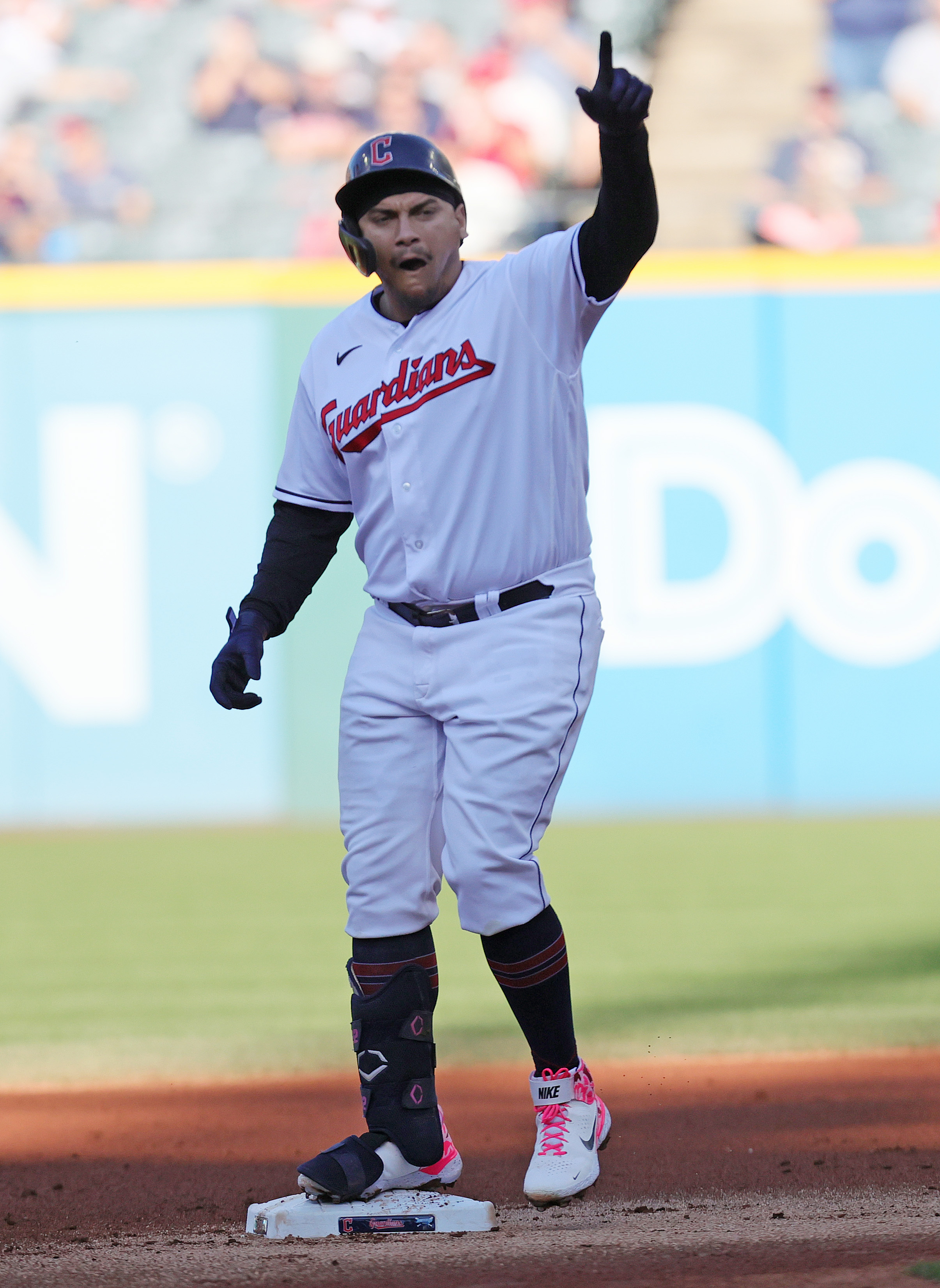 Josh Naylor of the Cleveland Guardians plays against the Kansas City  News Photo - Getty Images