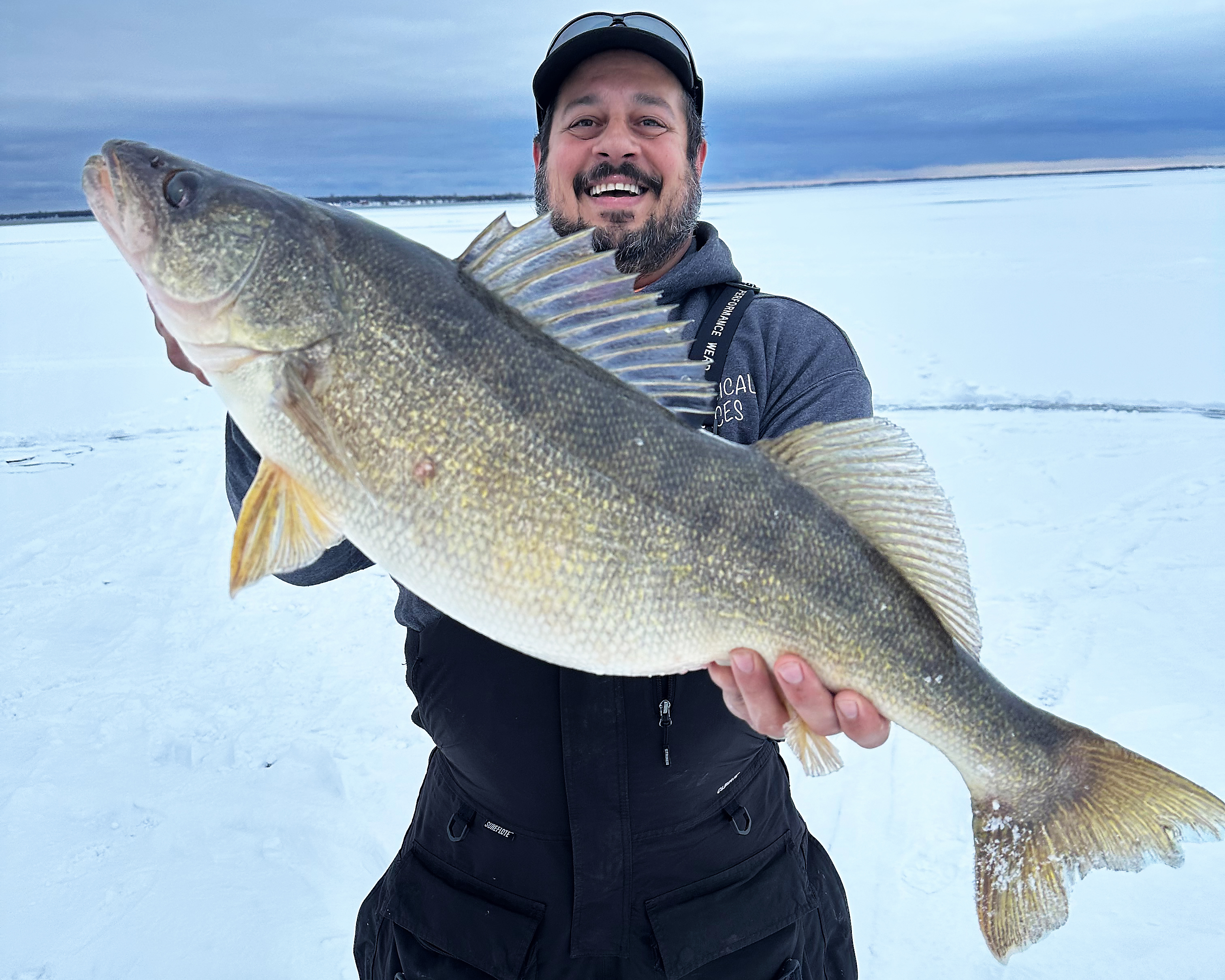 Angler uncorks enormous walleye from ice on Lake Ontario