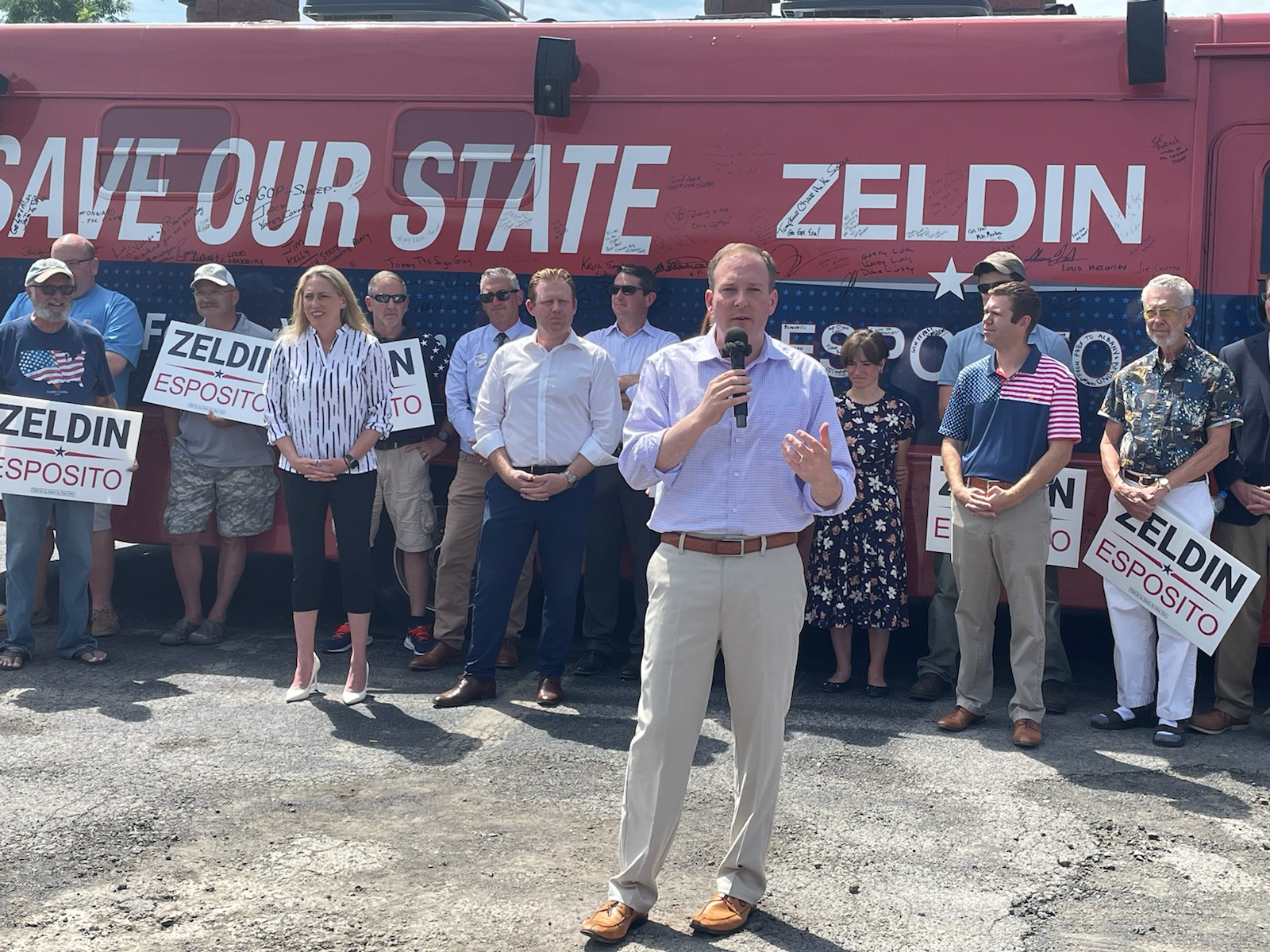 One day after campaign trail attack, Lee Zeldin talks tough on crime in CNY  stop 