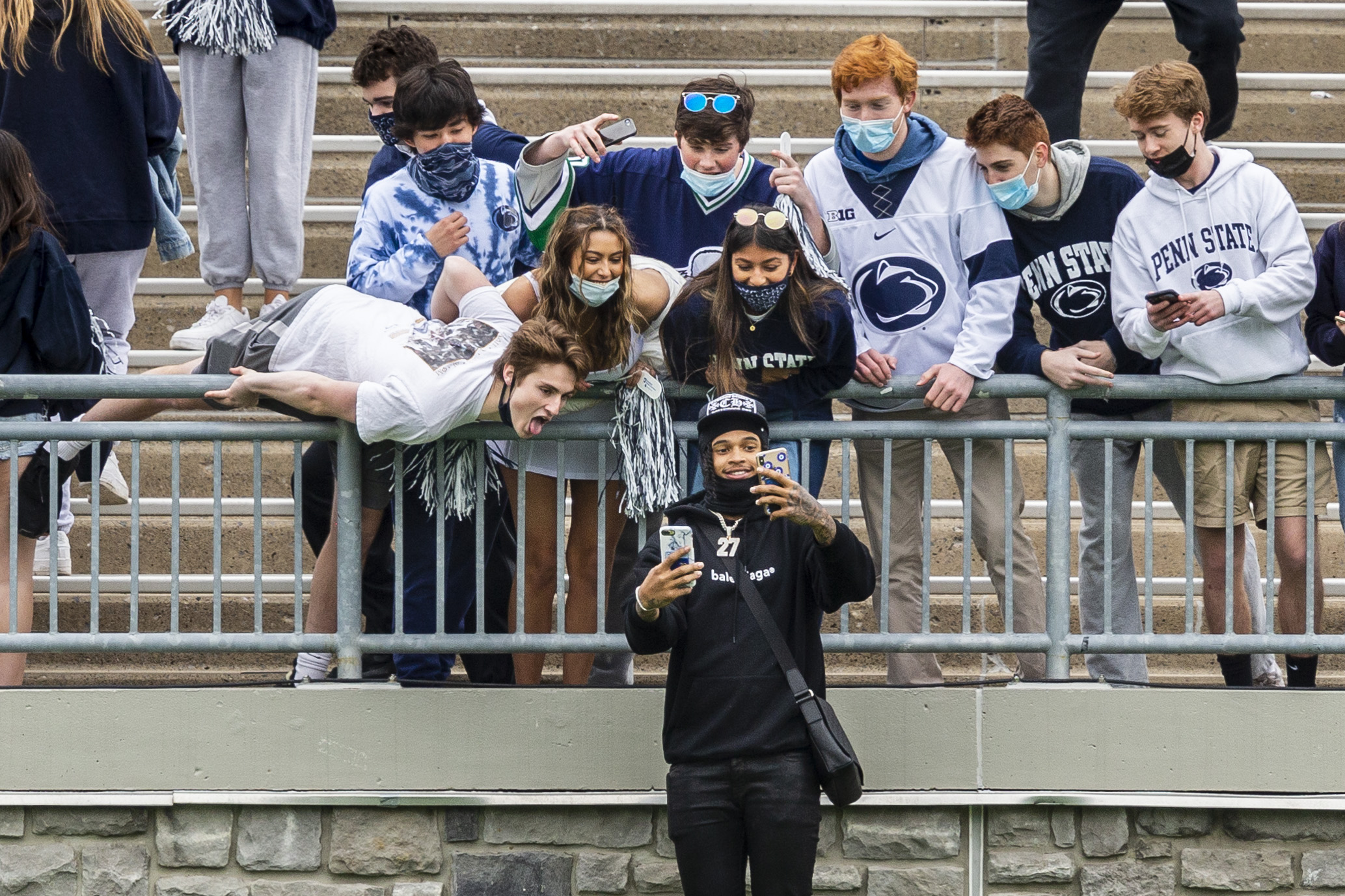 Penn State football practice faces in the crowd. April 17, 2021 ...