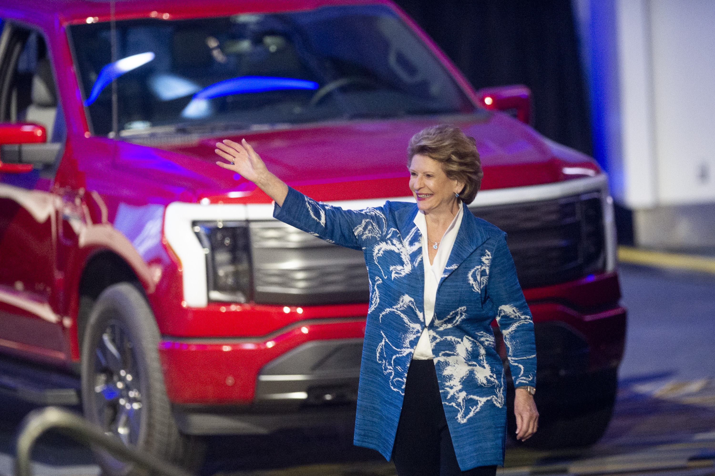 U.S. Sen. Debbie Stabenow speaks during the 2022 North American International Auto Show at Huntington Place in Detroit on Wednesday, Sept. 14 2022.