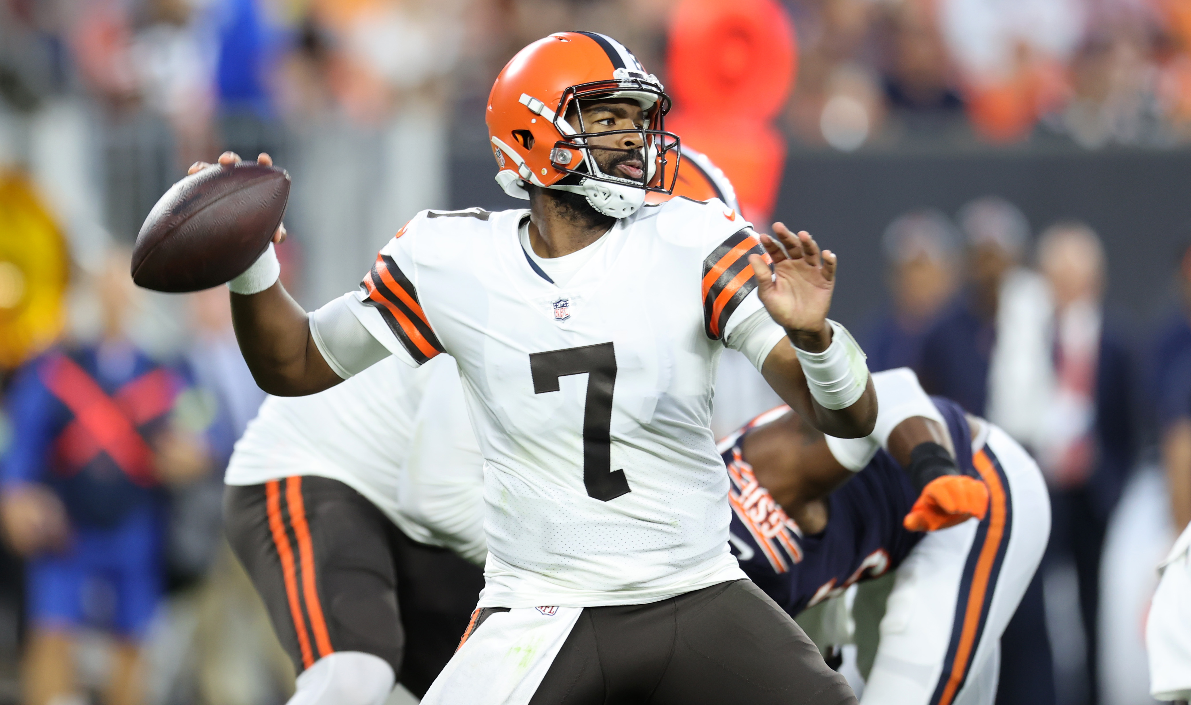 Chicago Bears safety A.J. Thomas (21) runs after the ball during an NFL  preseason football game against the Cleveland Browns, Saturday Aug. 27, 2022,  in Cleveland. (AP Photo/Kirk Irwin Stock Photo - Alamy