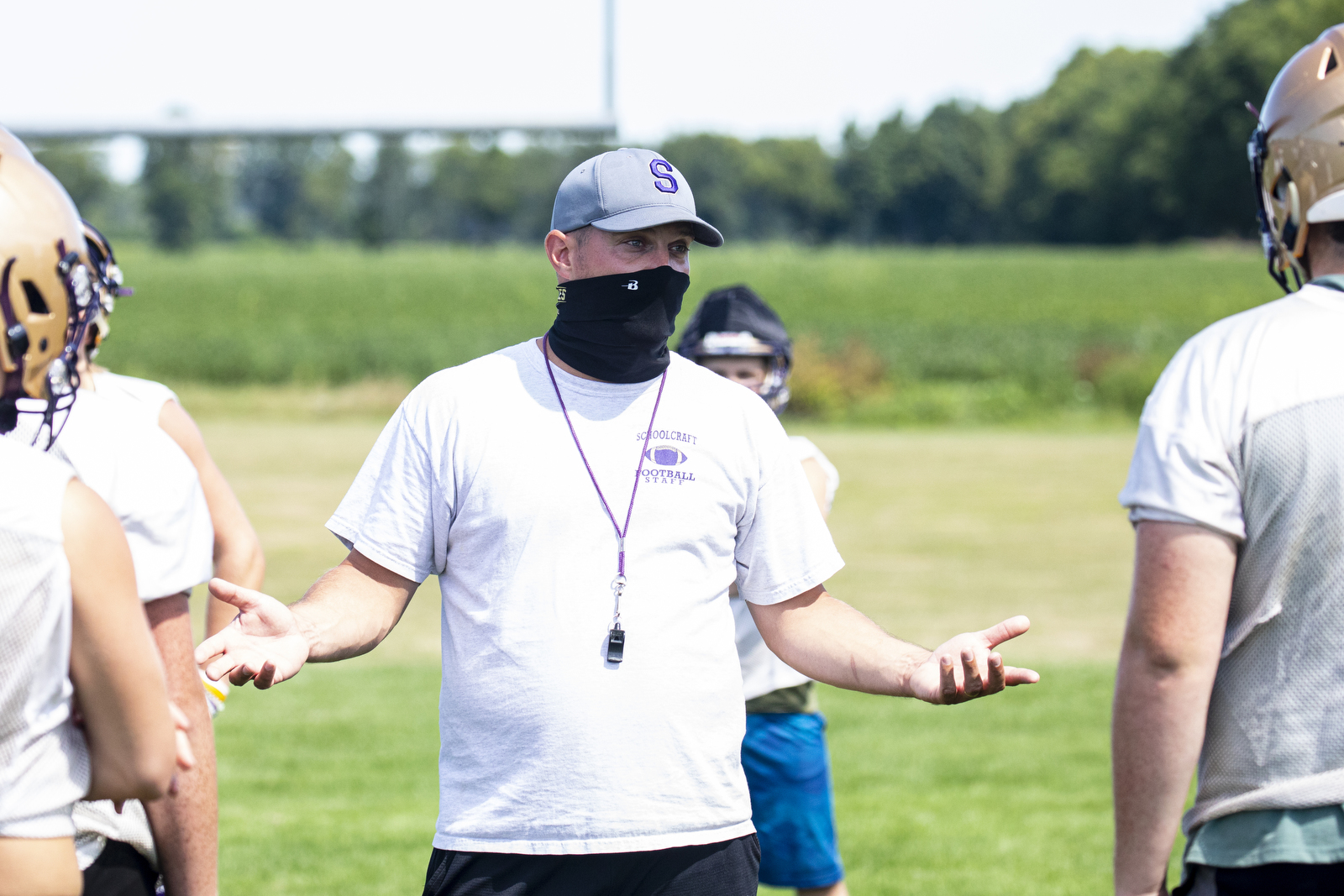 Schoolcraft High School during third day of MHSAA football practice