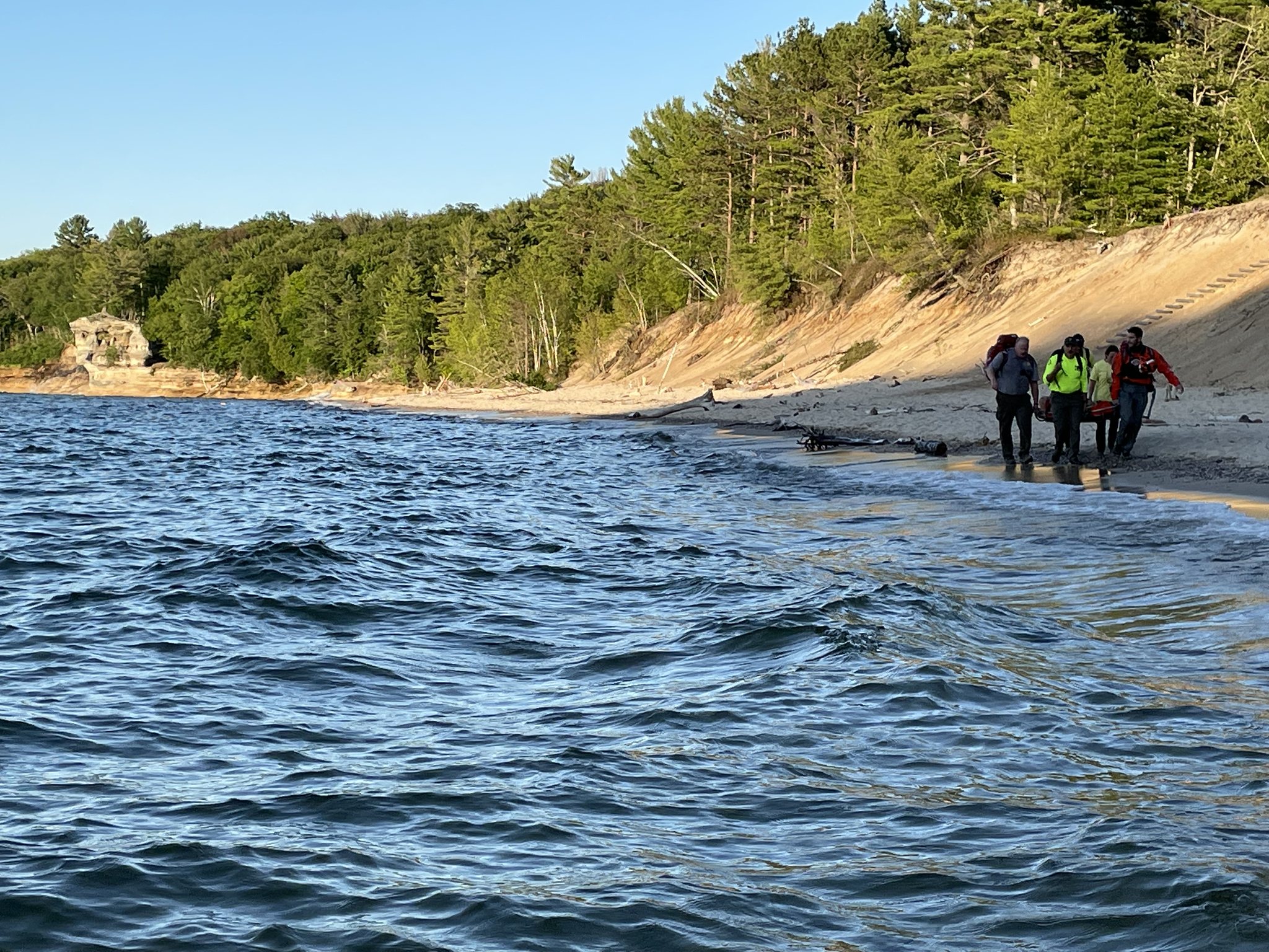 Crews use rescue boat to evacuate injured woman from Pictured Rocks beach