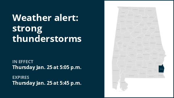 A weather alert has been issued for severe thunderstorms in Henry County early Thursday evening