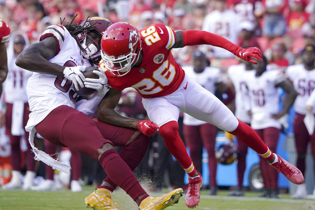 Defensive tackle Ryan Sims of the Kansas City Chiefs celebrates an