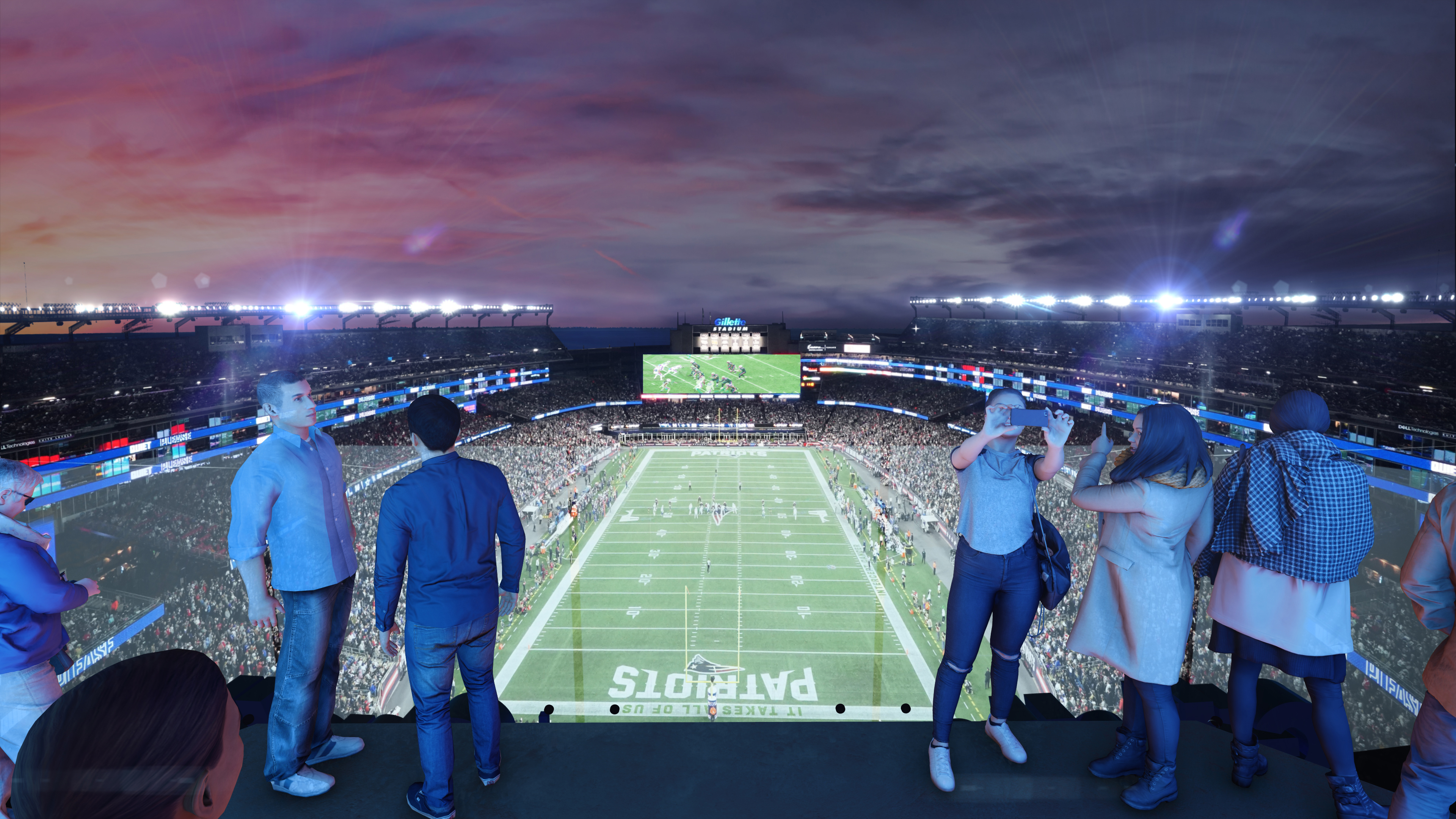 Gillette Stadium's new towering north end zone lighthouse shines