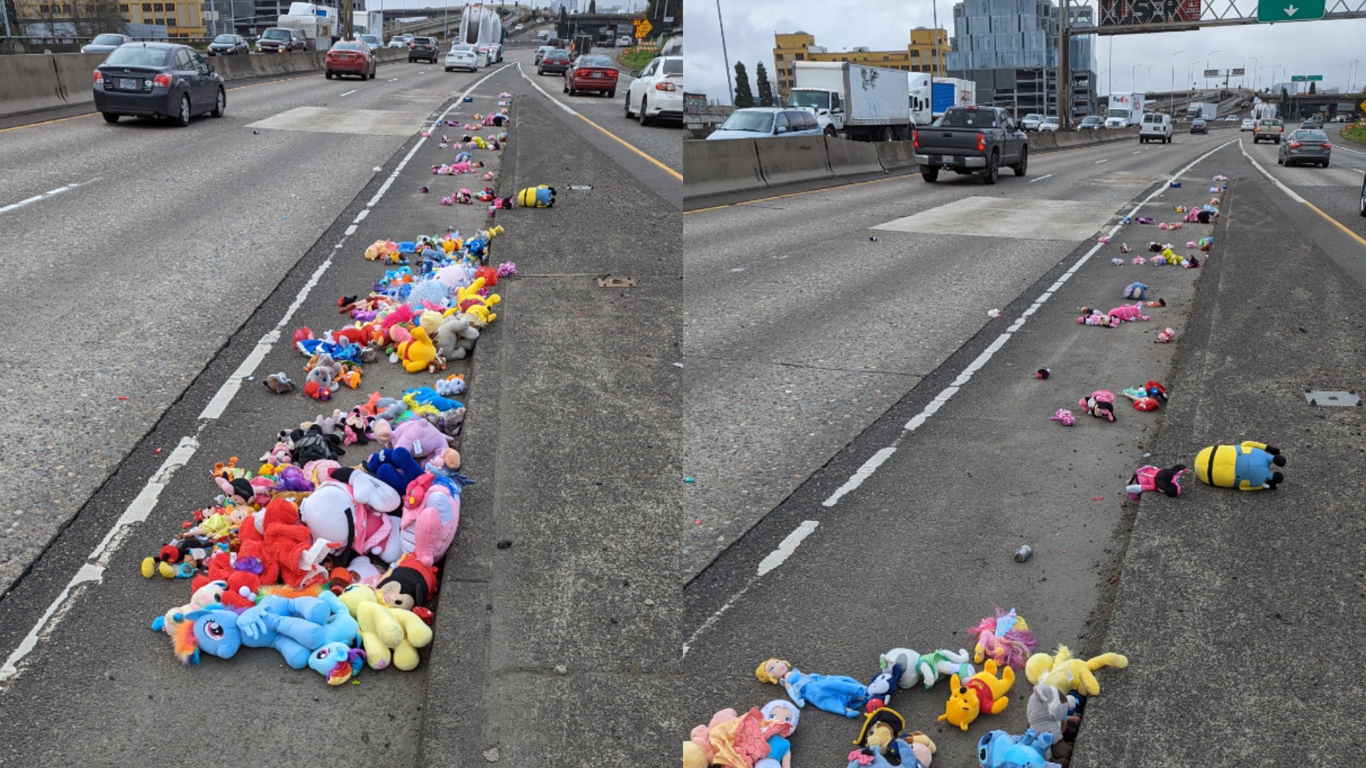 Stuffed animal spill befouls morning commute on I-5 in Portland -  