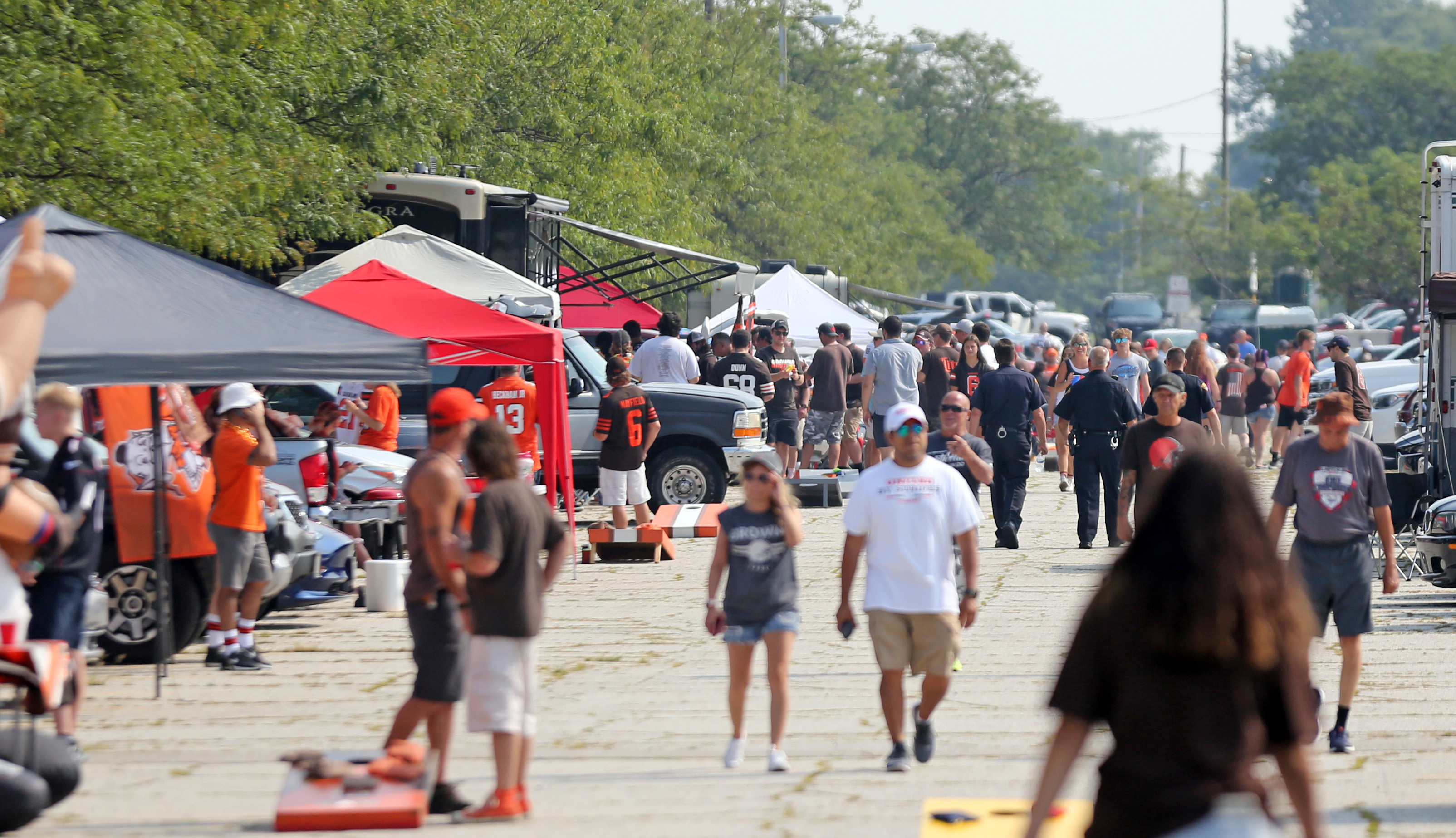 Cleveland Browns fans tailgate at Muni Lot, August 22, 2021 