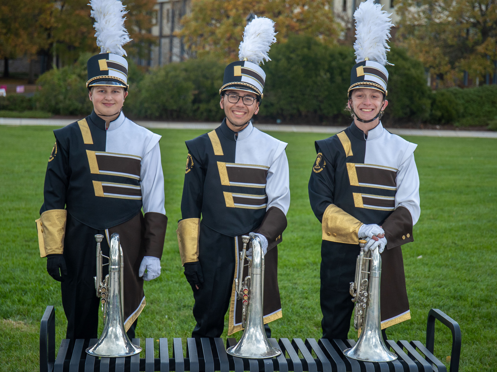 The Milton S. Hershey School high school marching band baritones in Hershey, Pa., Oct. 19, 2022.Mark Pynes | pennlive.com