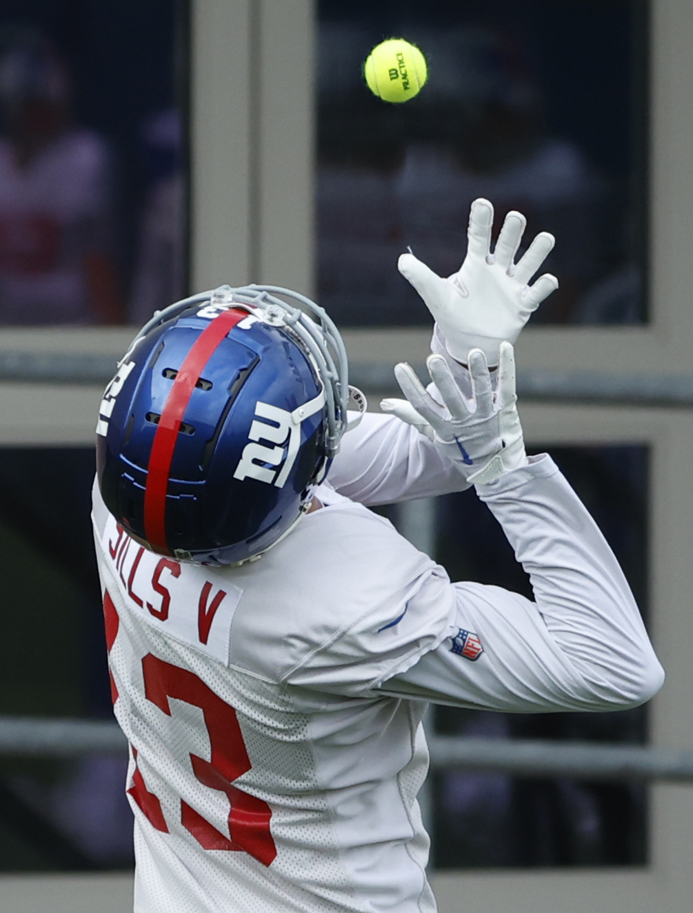 New York Giants wide receiver David Sills V (13) catches a tennis ball during practice on Wednesday, Oct. 26, 2022. 