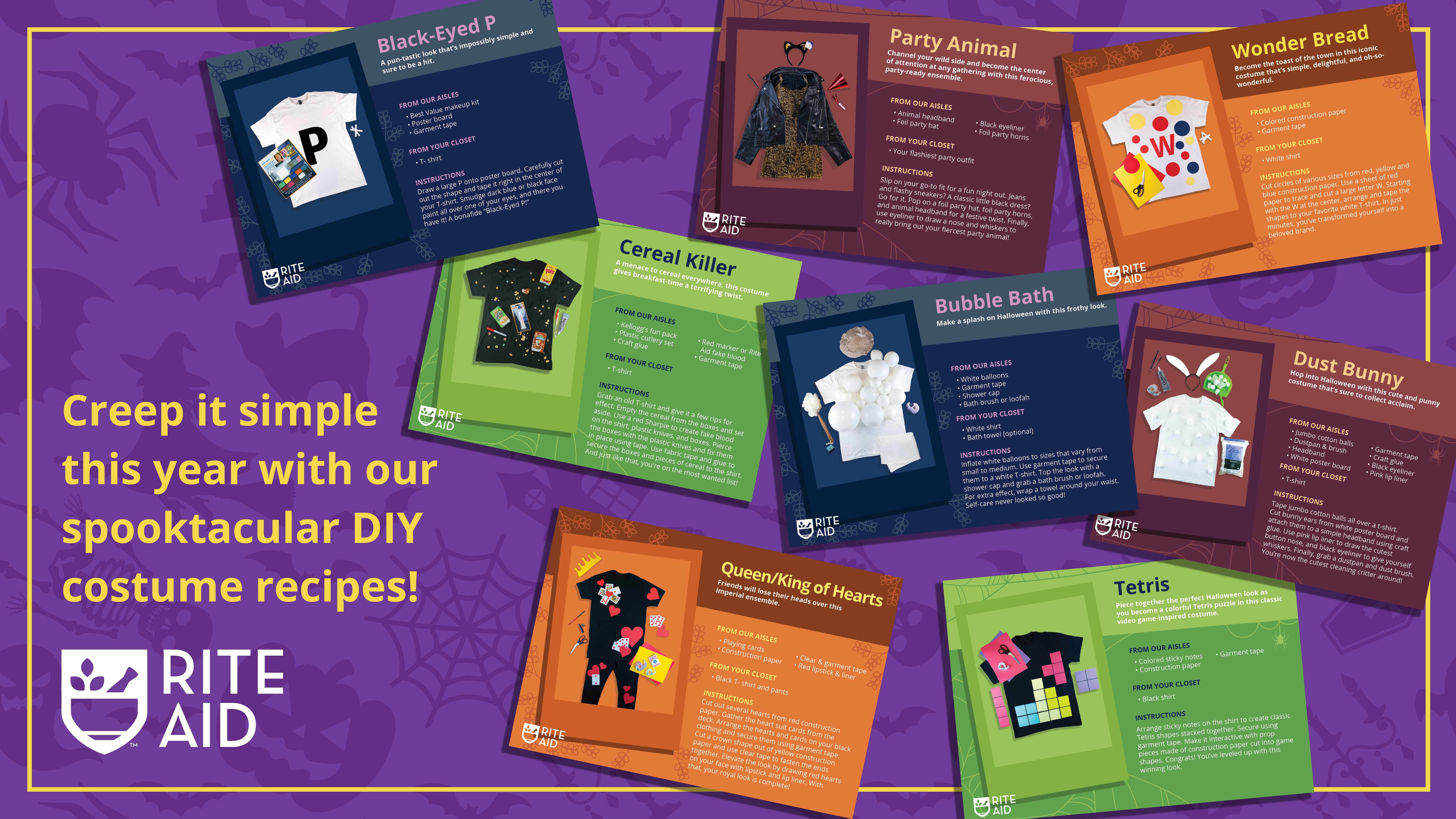 Rite Aid DIY Halloween costume recipe cards 